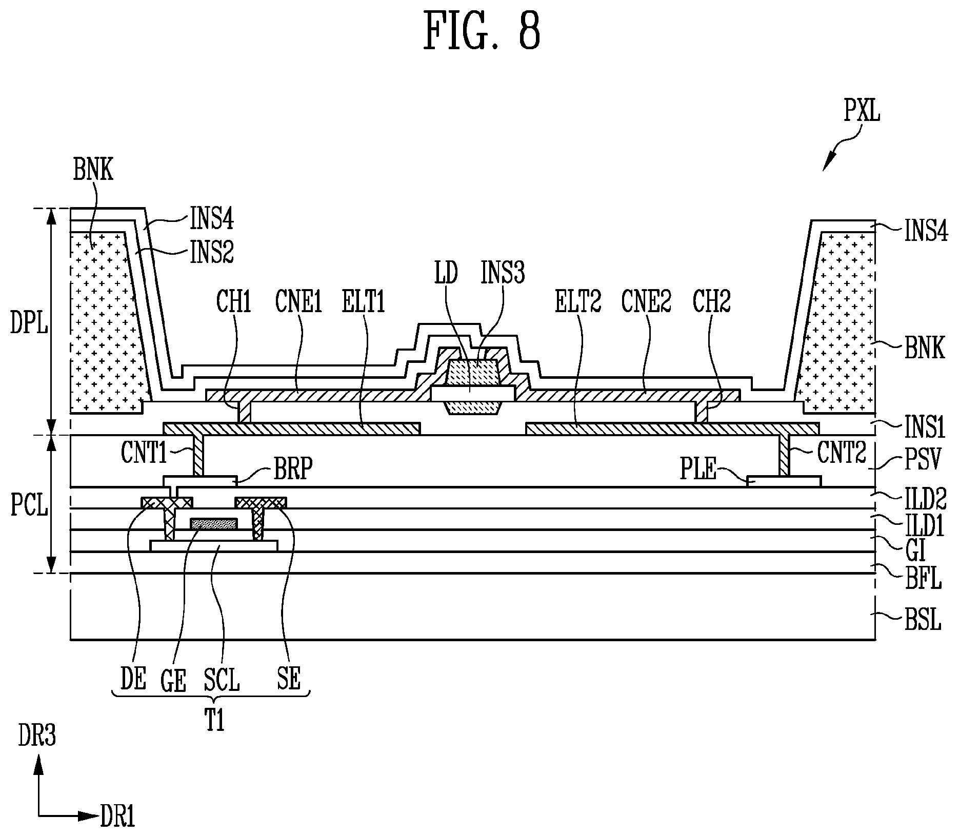 Patent US12100794 Figure 8 – Display device and method of manufacturing the same