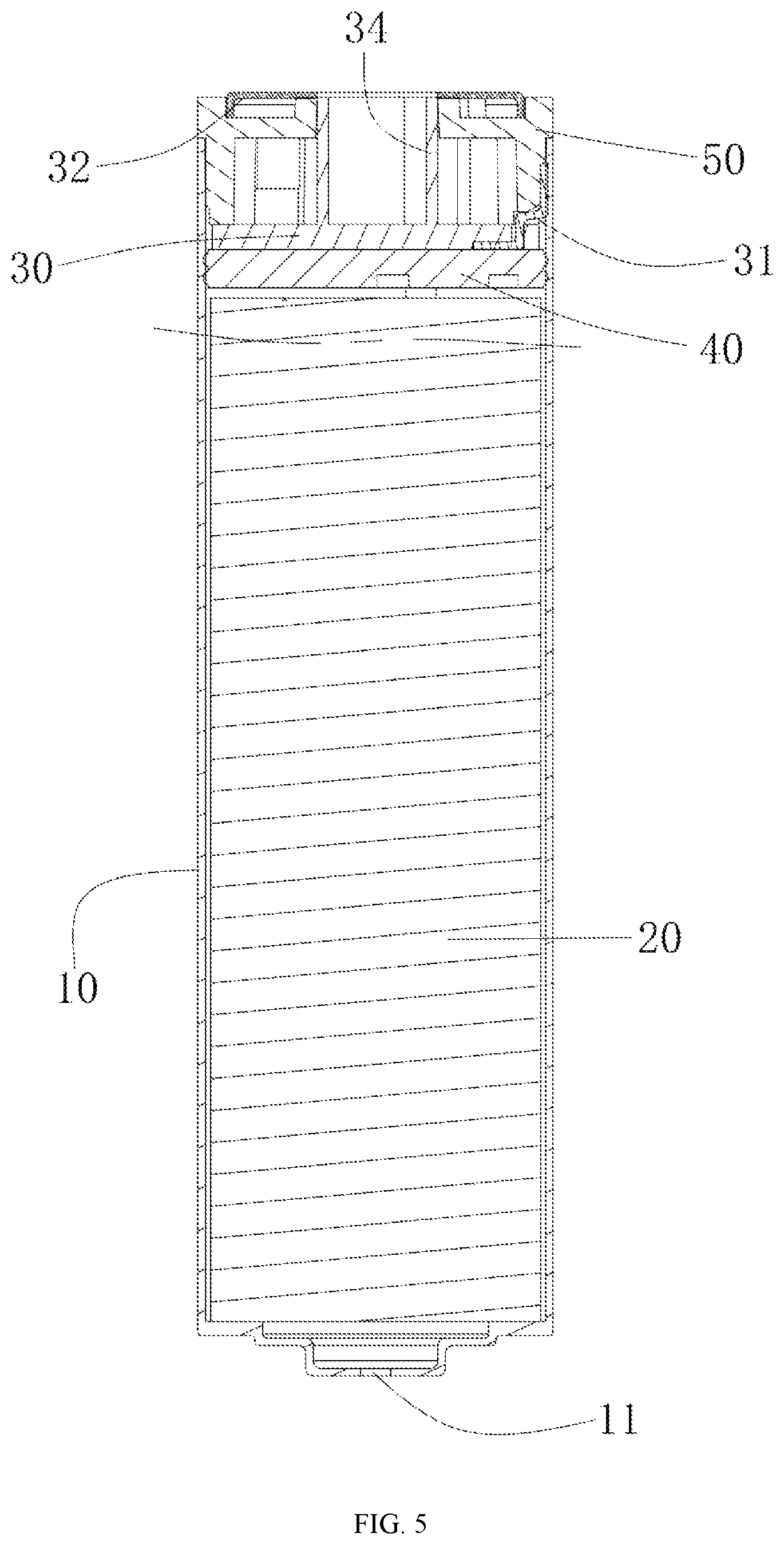 Patent US12100820 Figure 5 – Integrated battery using airflow sensor for control
