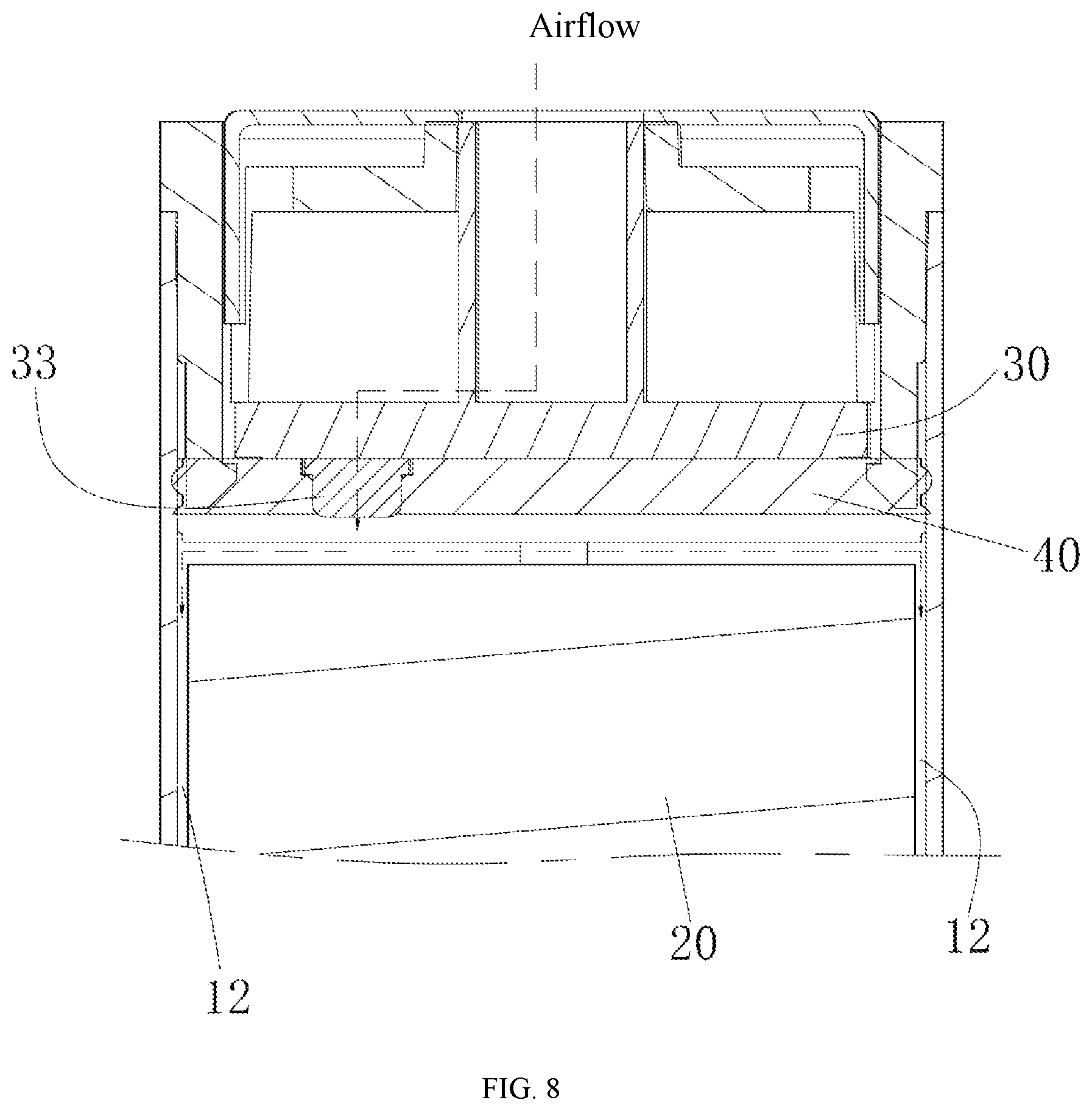 Patent US12100820 Figure 8 – Integrated battery using airflow sensor for control