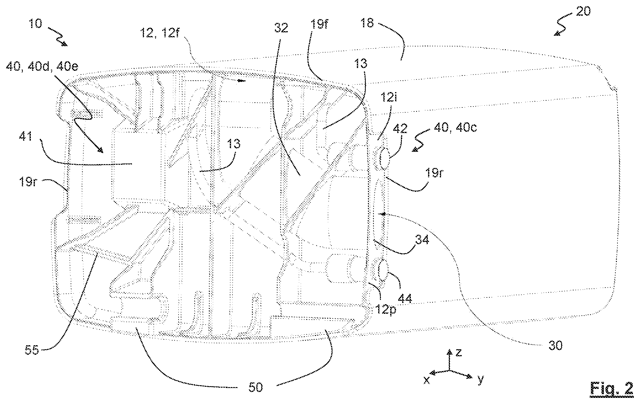 Patent US12100824 Figure 2 – Battery module with thermal management system
