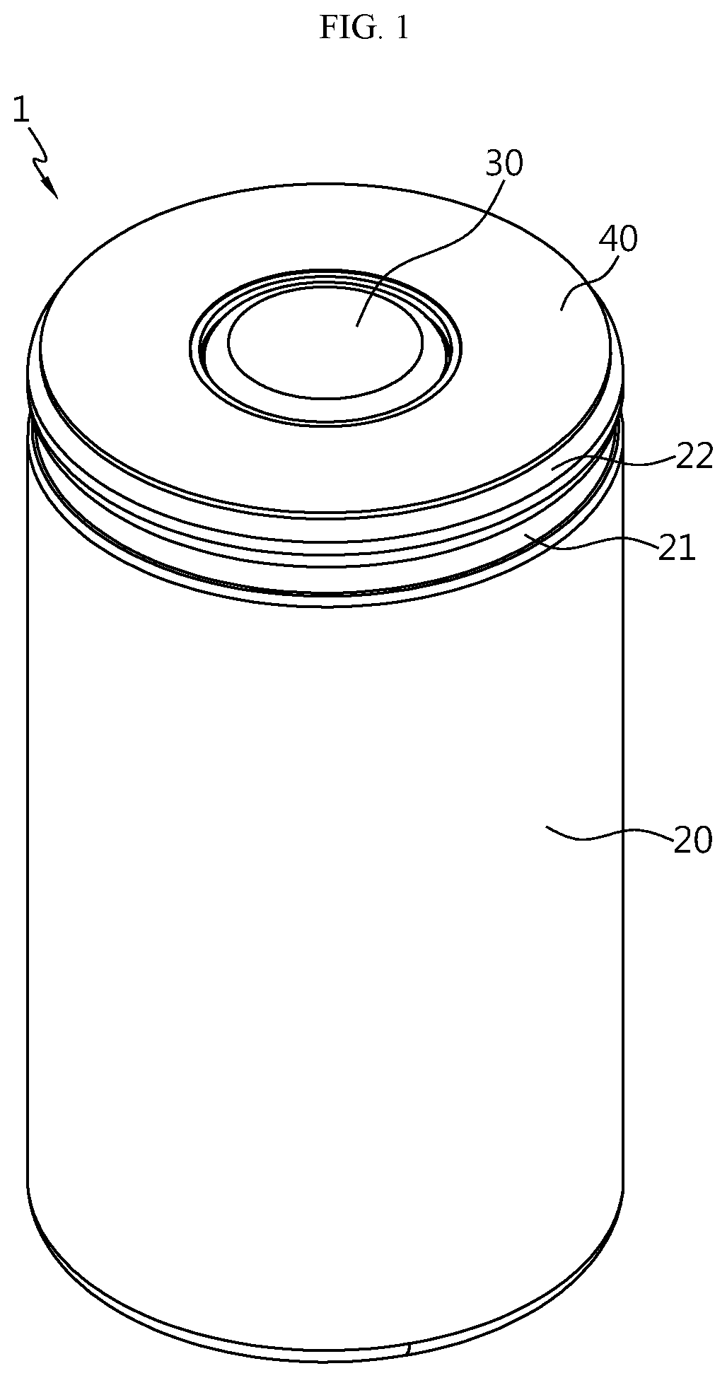Patent US12100847 Figure 1 – Cylindrical battery cell, and battery pack and vehicle comprising same