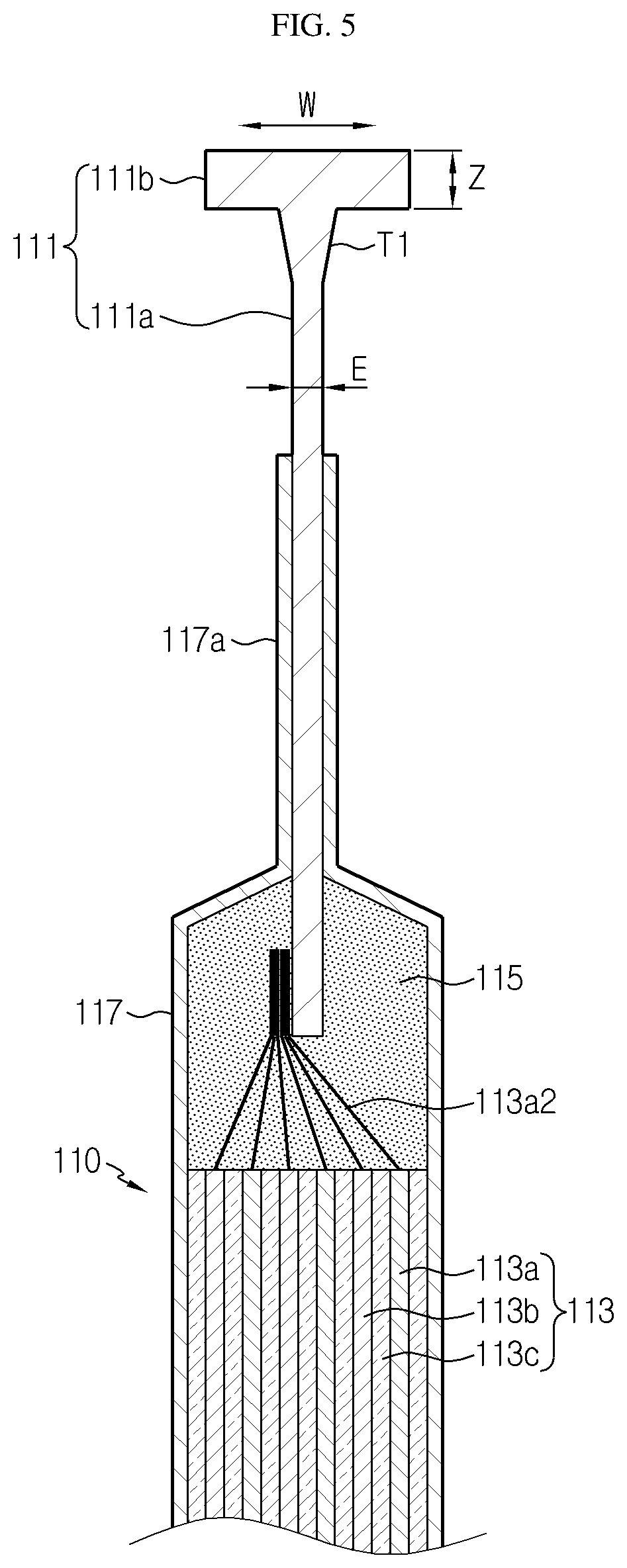 Patent US12100849 Figure 5 – Battery module including secondary battery and bus bar
