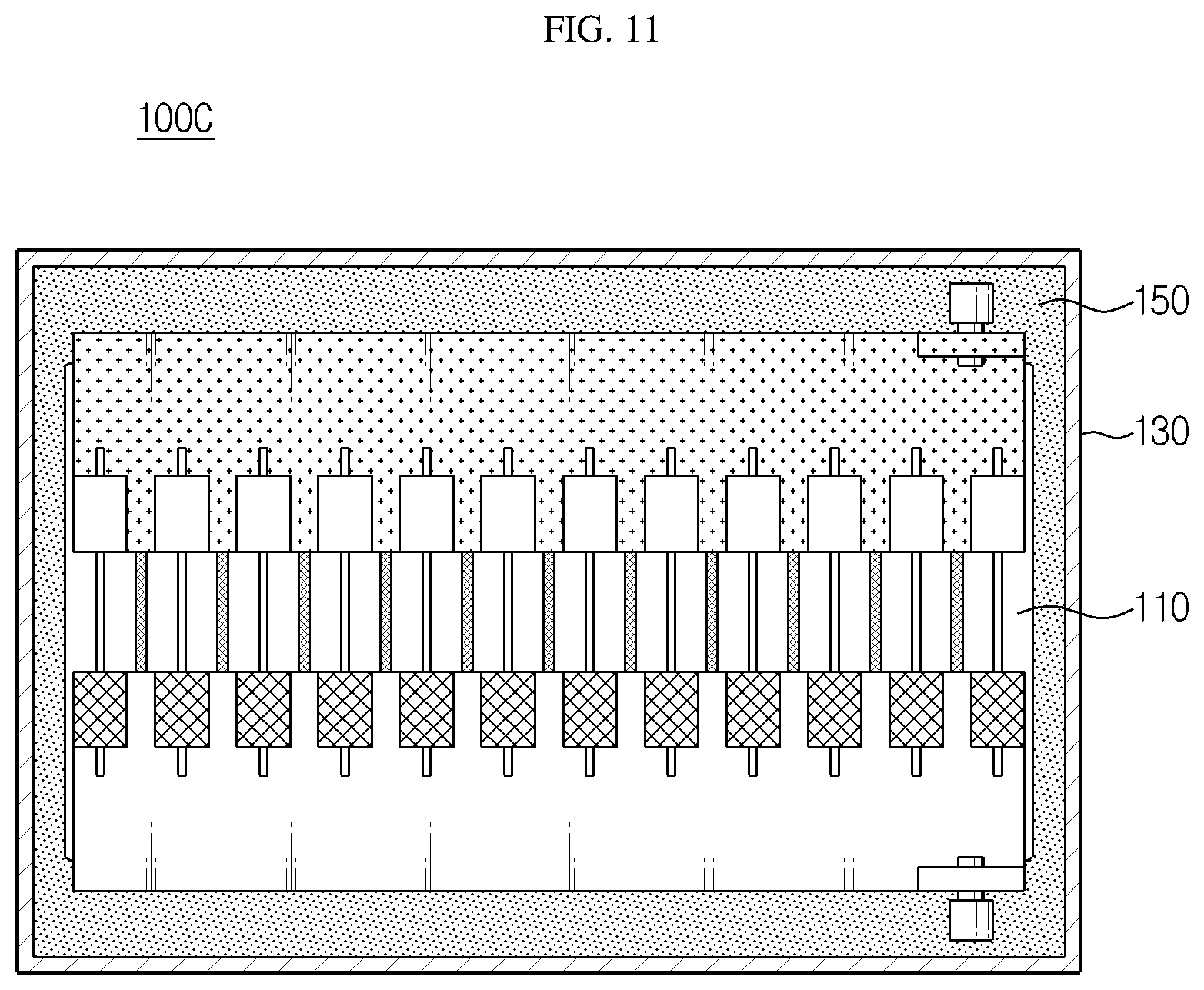 Patent US12100849 Figure 10 – Battery module including secondary battery and bus bar