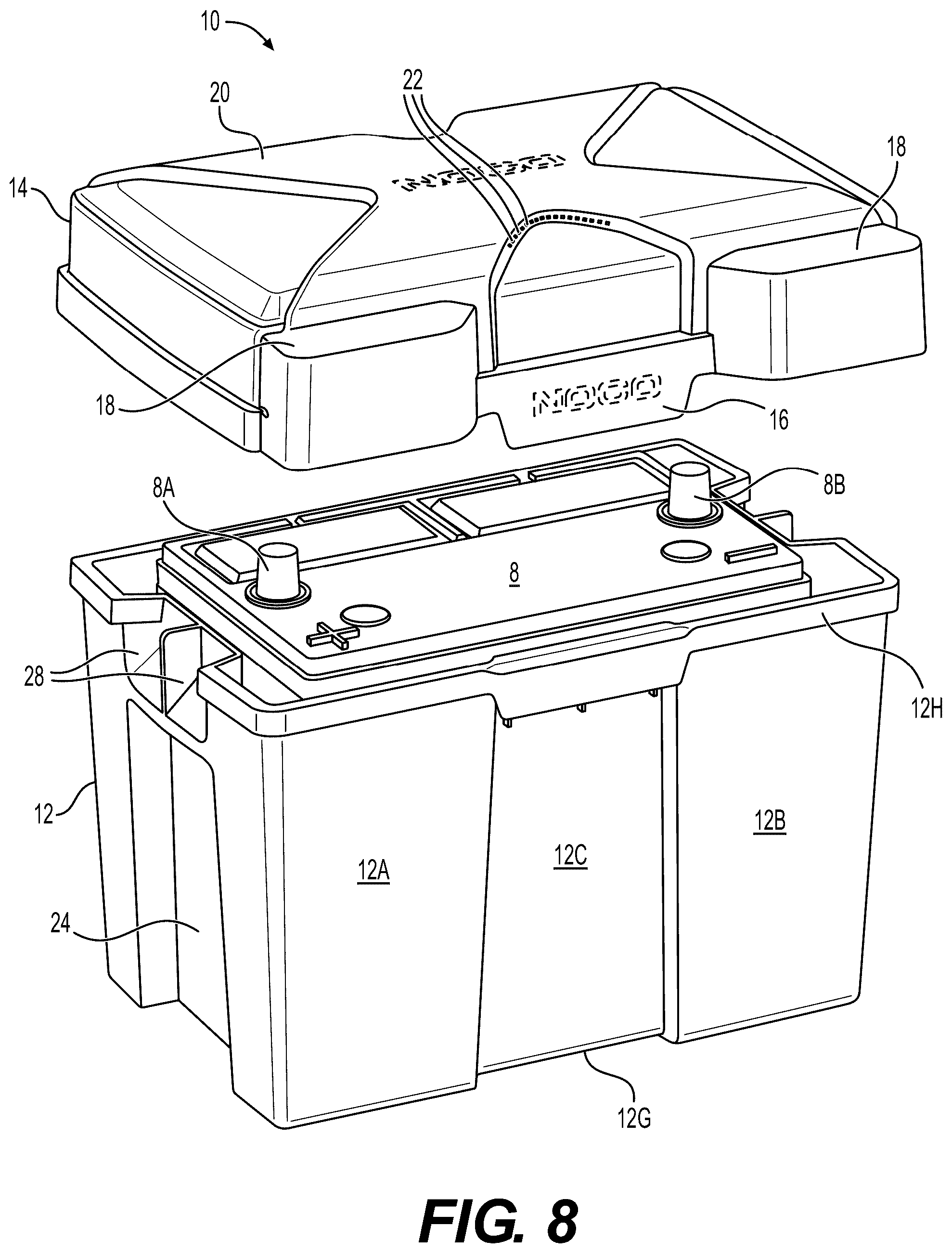 Patent US12100851 Figure 8 – Battery box