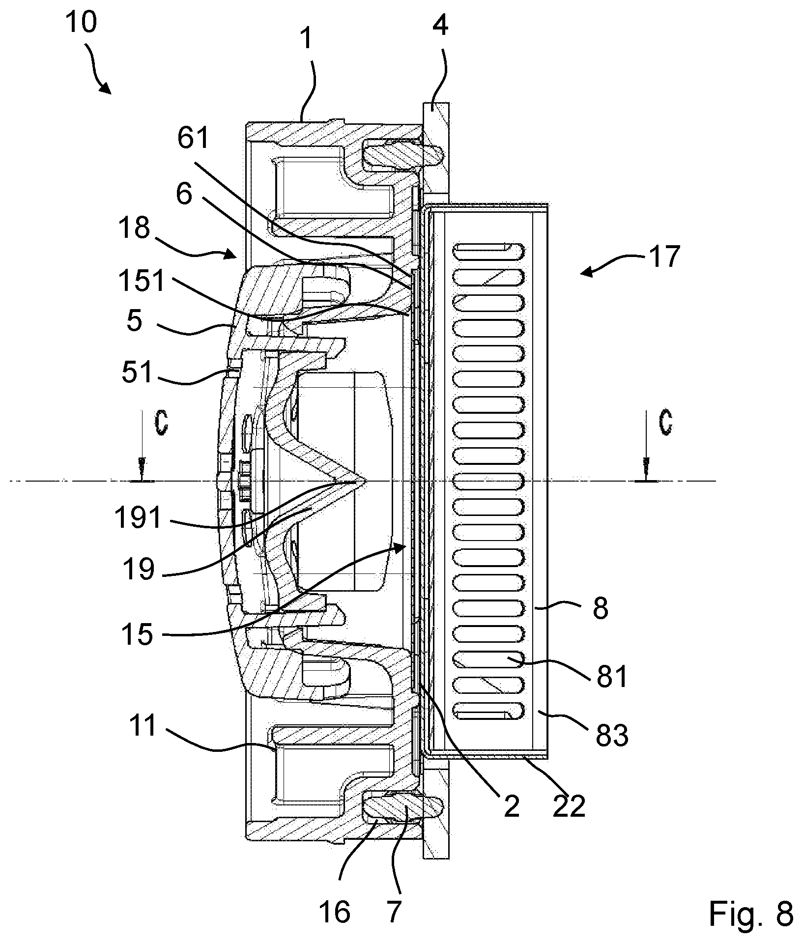 Patent US12100857 Figure 5 – Battery degassing unit and battery housing