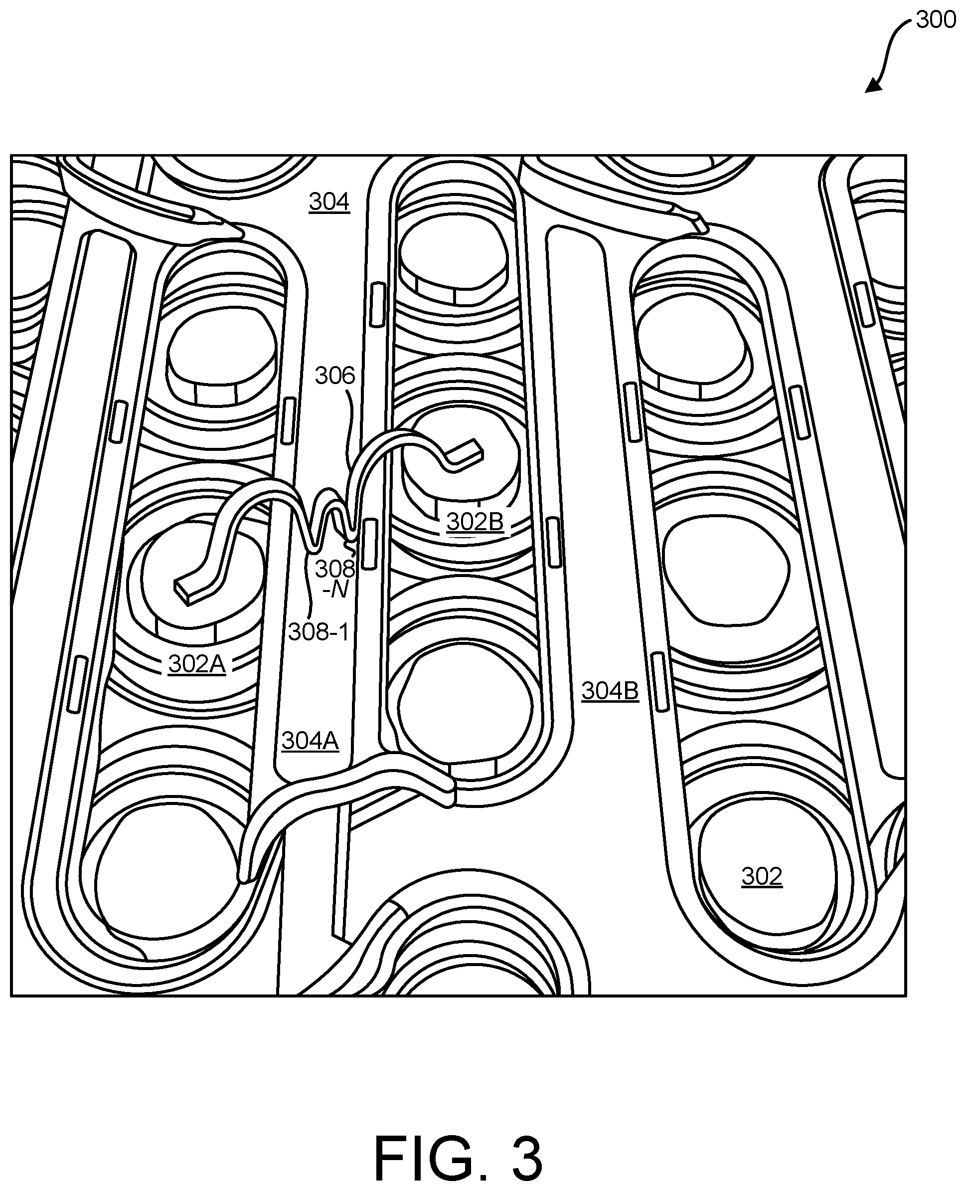 Patent US12100864 Figure 3 – Continuous wire bonds for battery module