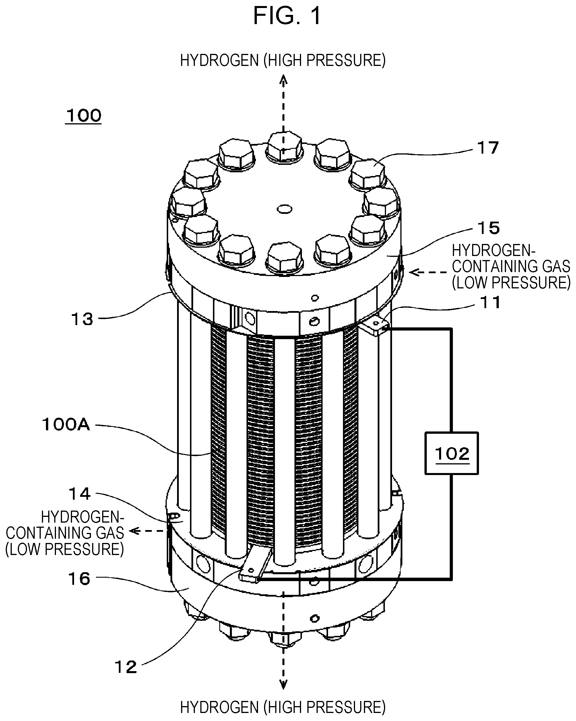 Patent US12100874 Figure 1 – Compression apparatus