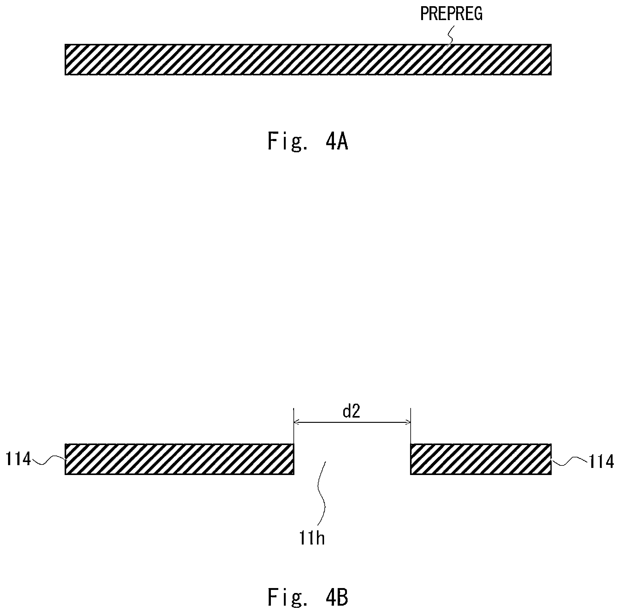 Patent US12100880 Figure 4 – High-frequency module including a laminated filter having alternating conductive and dielectric layers and a through hole extending through the filter for coupling to a transmission line