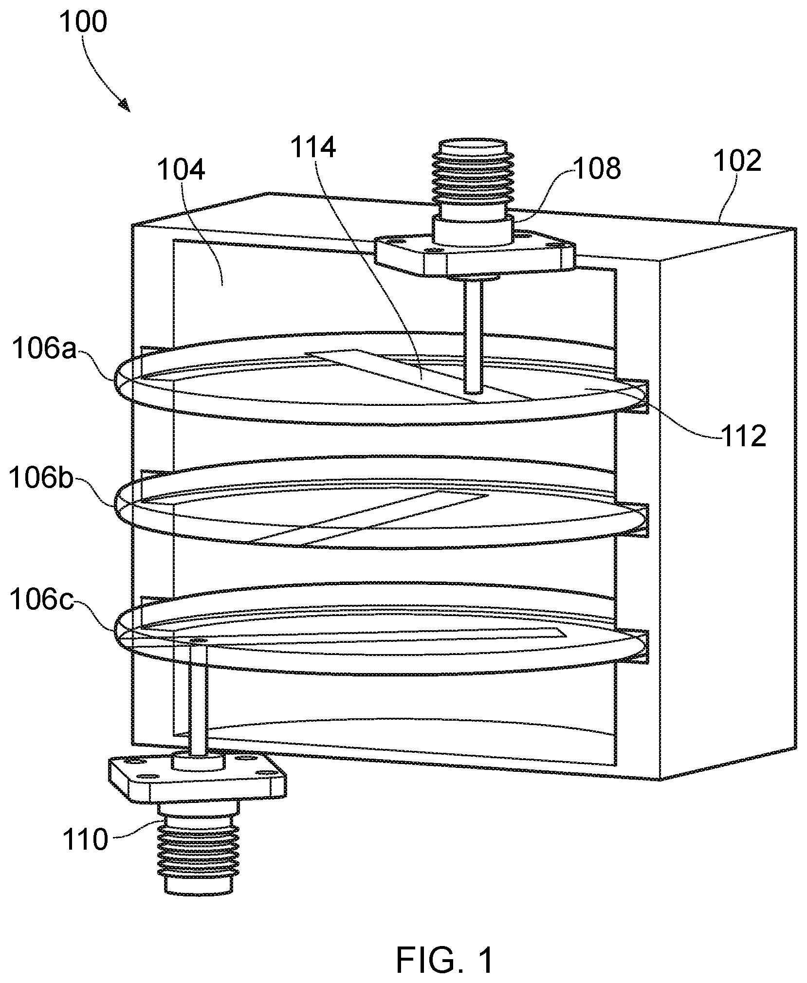 Patent US12100882 Figure 1 – Cavity filters and filter modules therefor