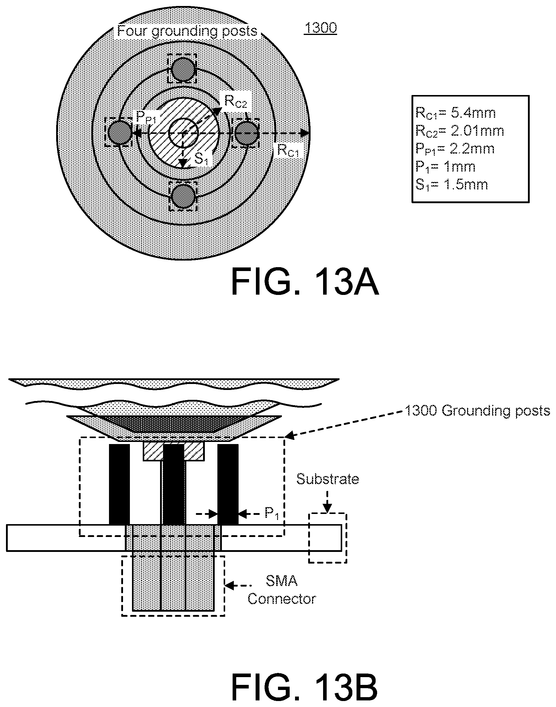 Patent US12100883 Figure 13 – Ultrawide bandwidth, low-cost, roof-top mountable, low-profile, monocone antenna for vehicle-to-everything (V2X) communication