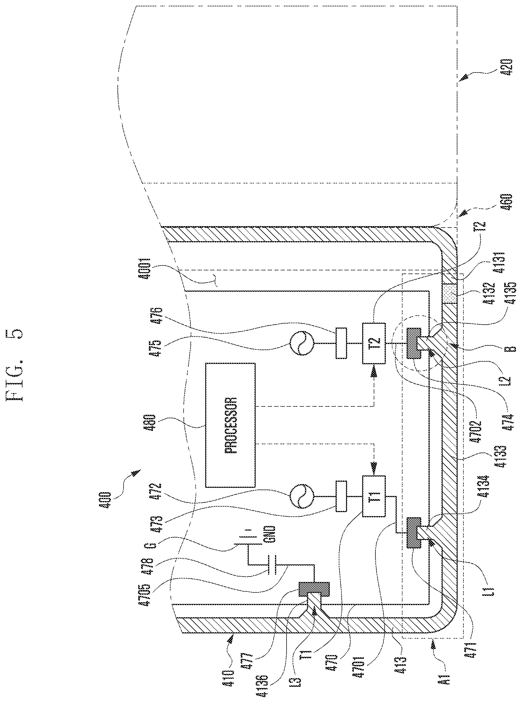 Patent US12100884 Figure 7 – Antenna having single non-conductive portion and electronic device including the same