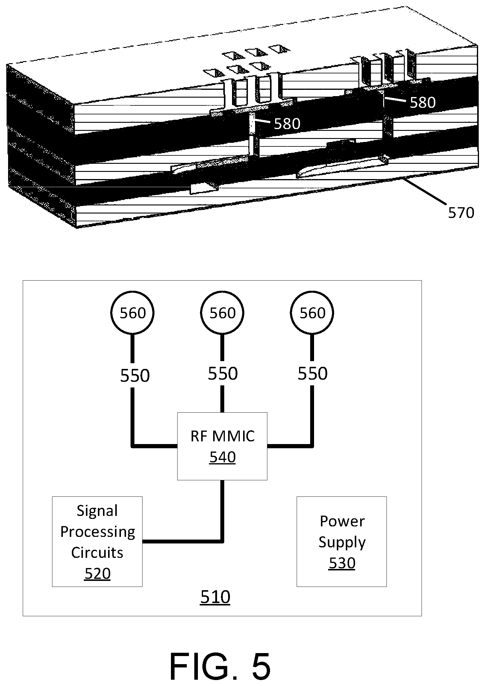 Patent US12100897 Figure 6 – Phase compensated power divider for a vertical polarized three-dimensional (3D) antenna