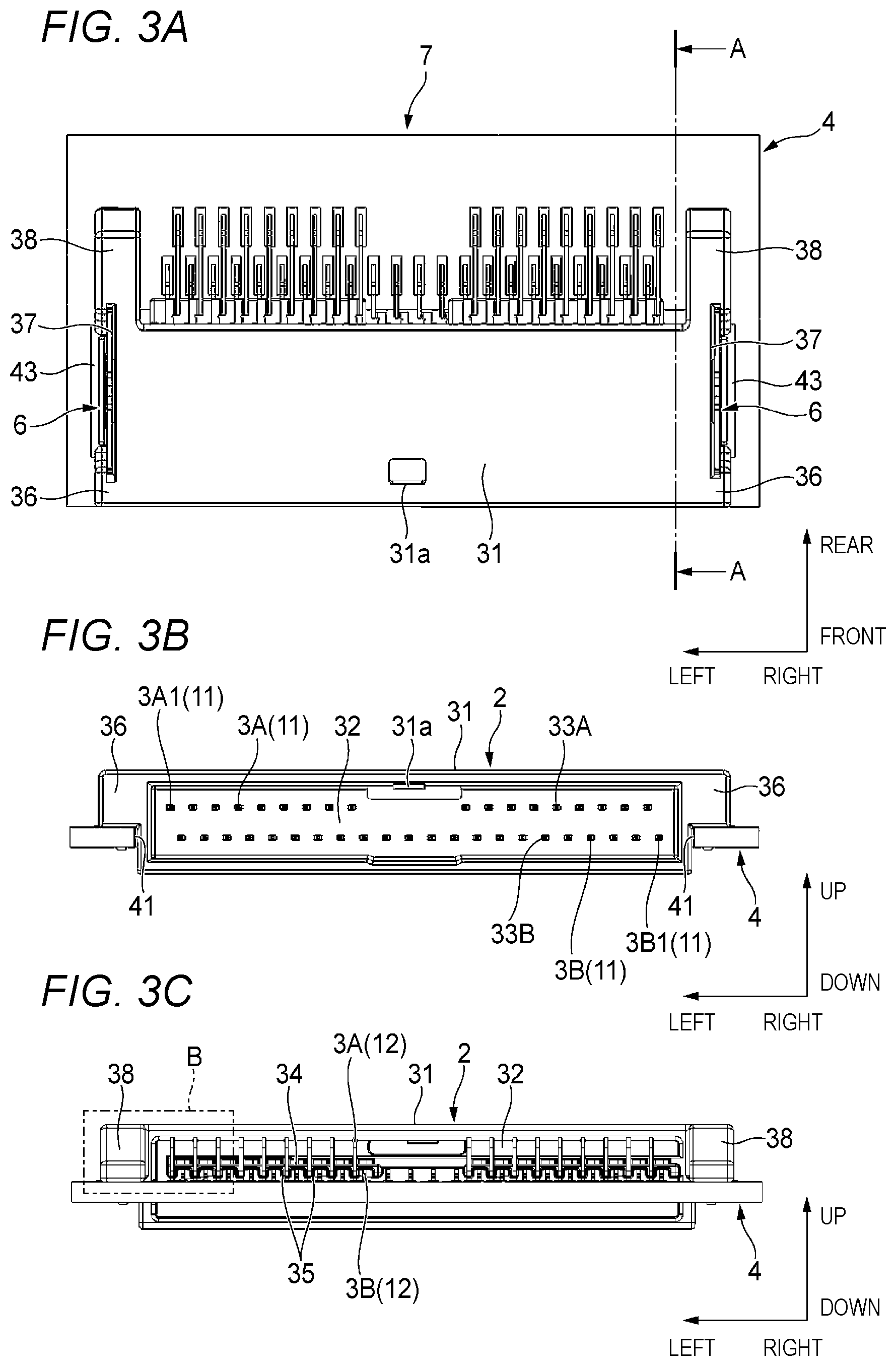 Patent US12100907 Figure 3 – Board mount connector and connector-mounted board