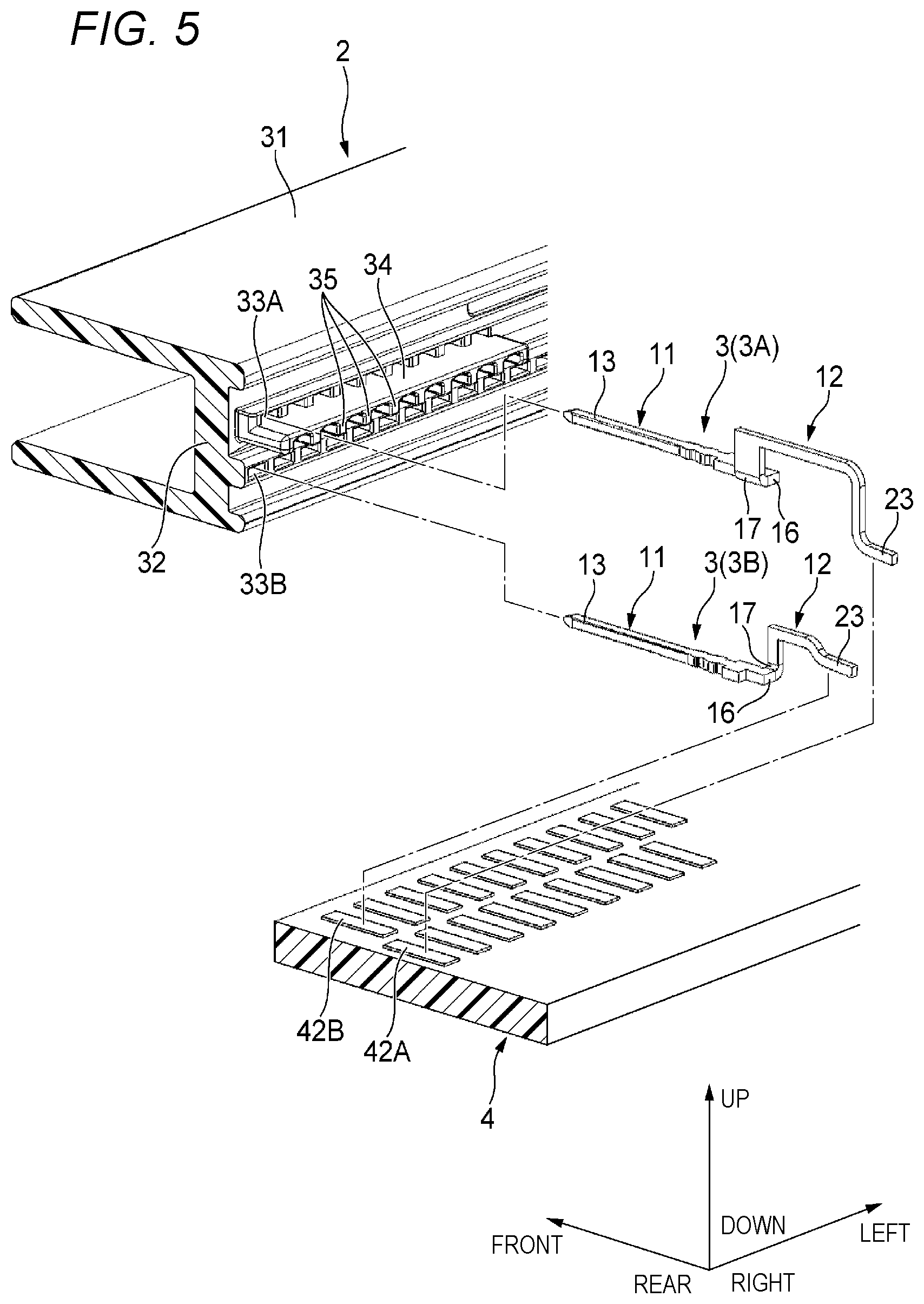 Patent US12100907 Figure 5 – Board mount connector and connector-mounted board