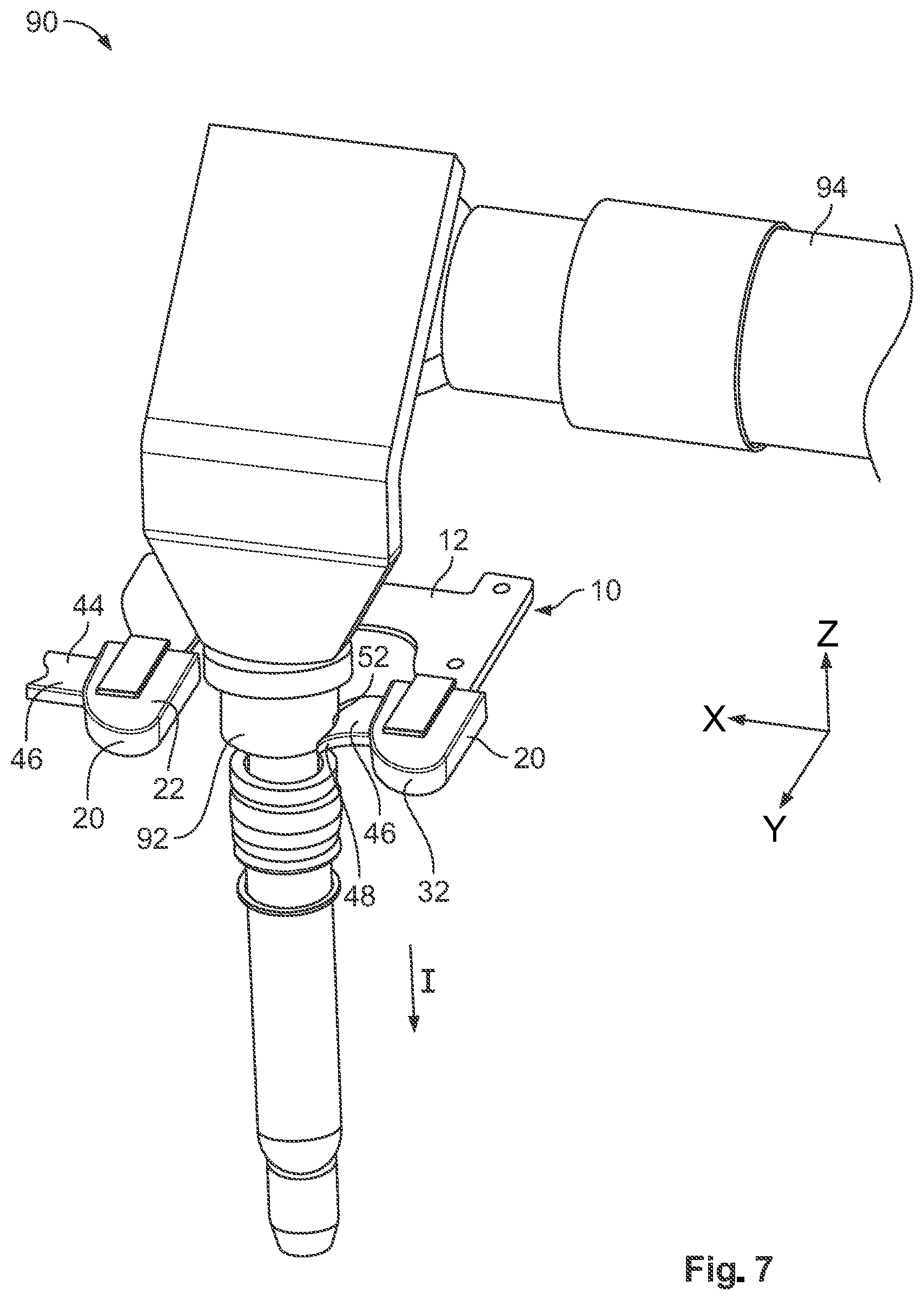 Patent US12100916 Figure 5 – Temperature measuring device for measuring the temperature of a terminal of an electrical connector