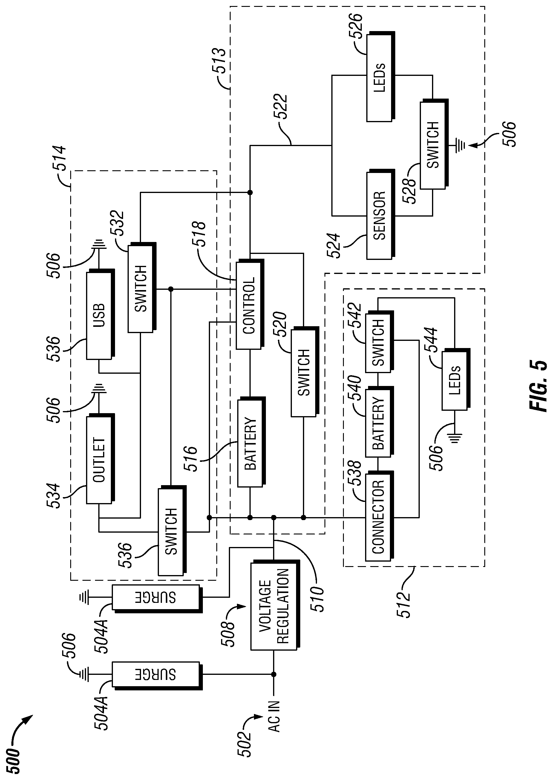 Patent US12100919 Figure 3 – Rechargeable USB electrical outlet with integrated lighting with connectivity
