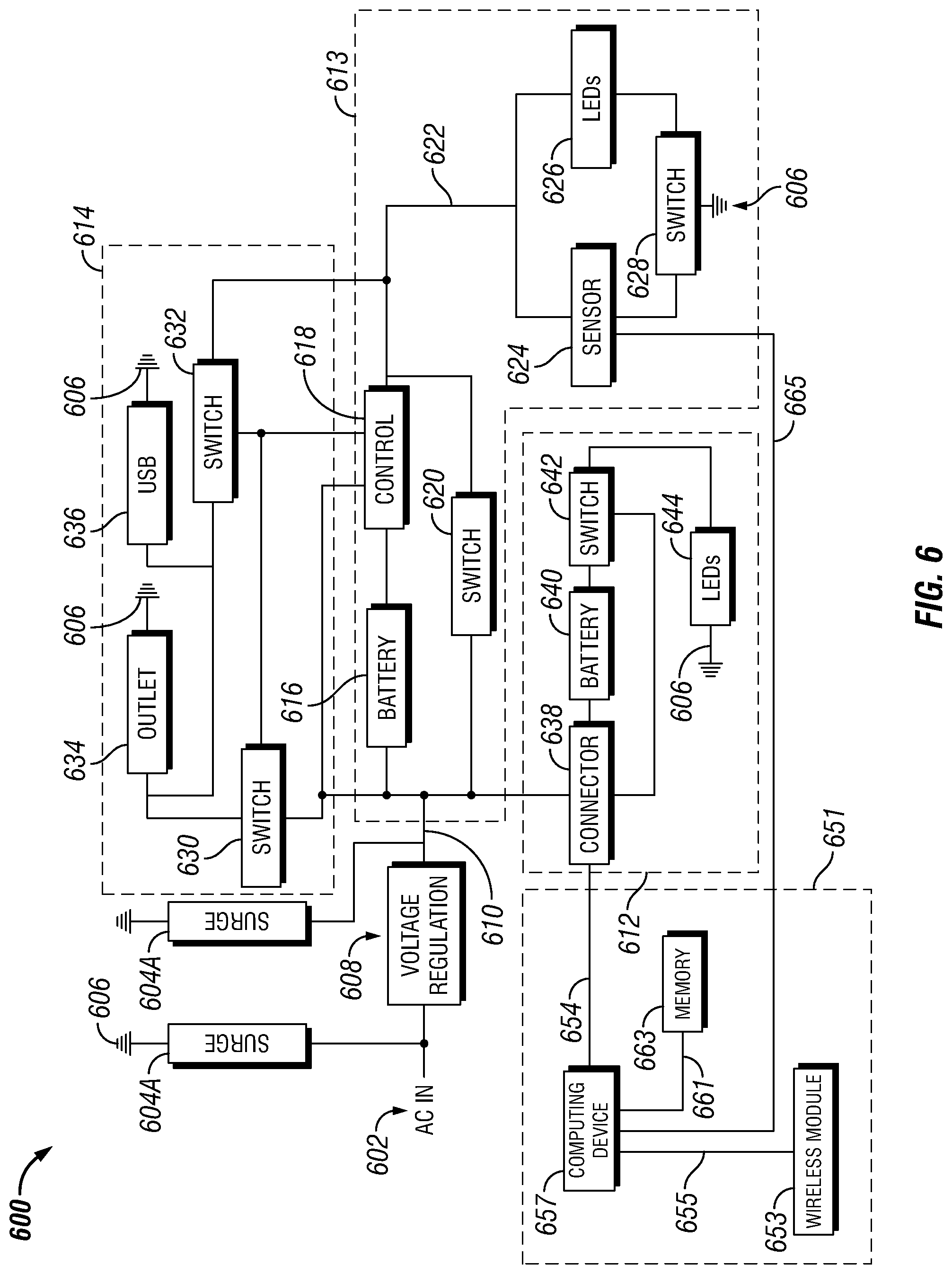 Patent US12100919 Figure 4 – Rechargeable USB electrical outlet with integrated lighting with connectivity
