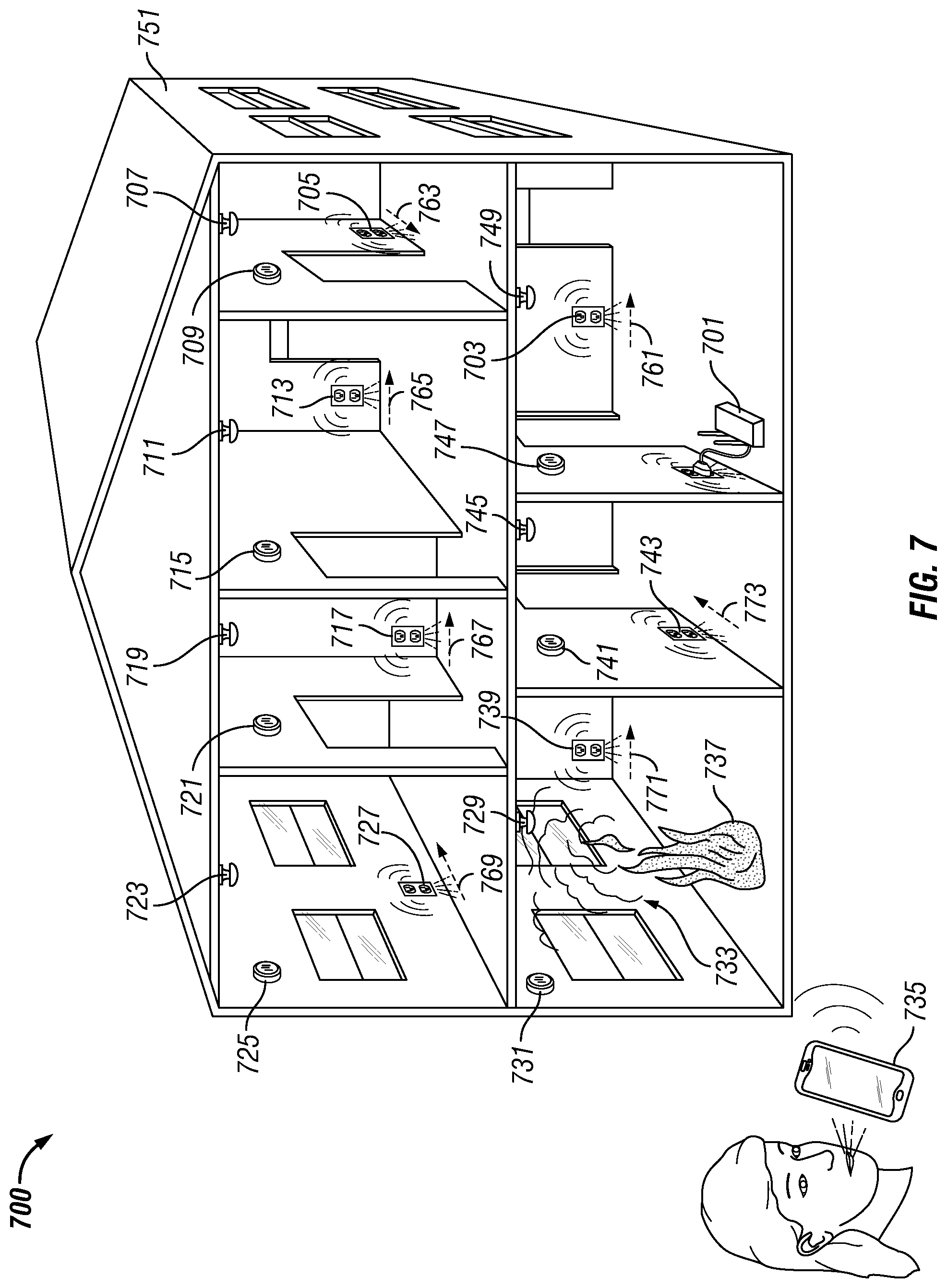 Patent US12100919 Figure 5 – Rechargeable USB electrical outlet with integrated lighting with connectivity