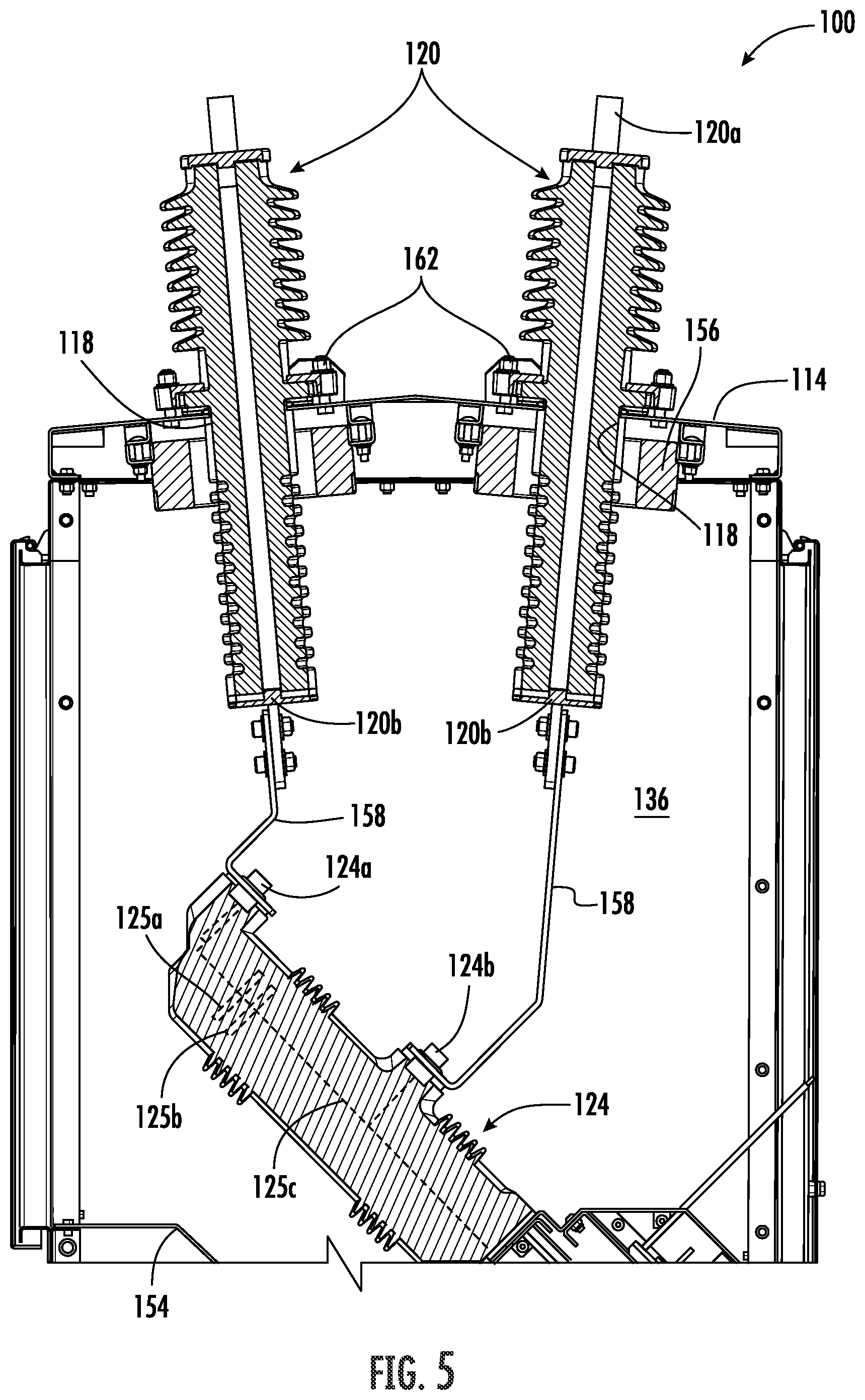 Patent US12100939 Figure 5 – Circuit breaker with terminal bushings having dynamic seal