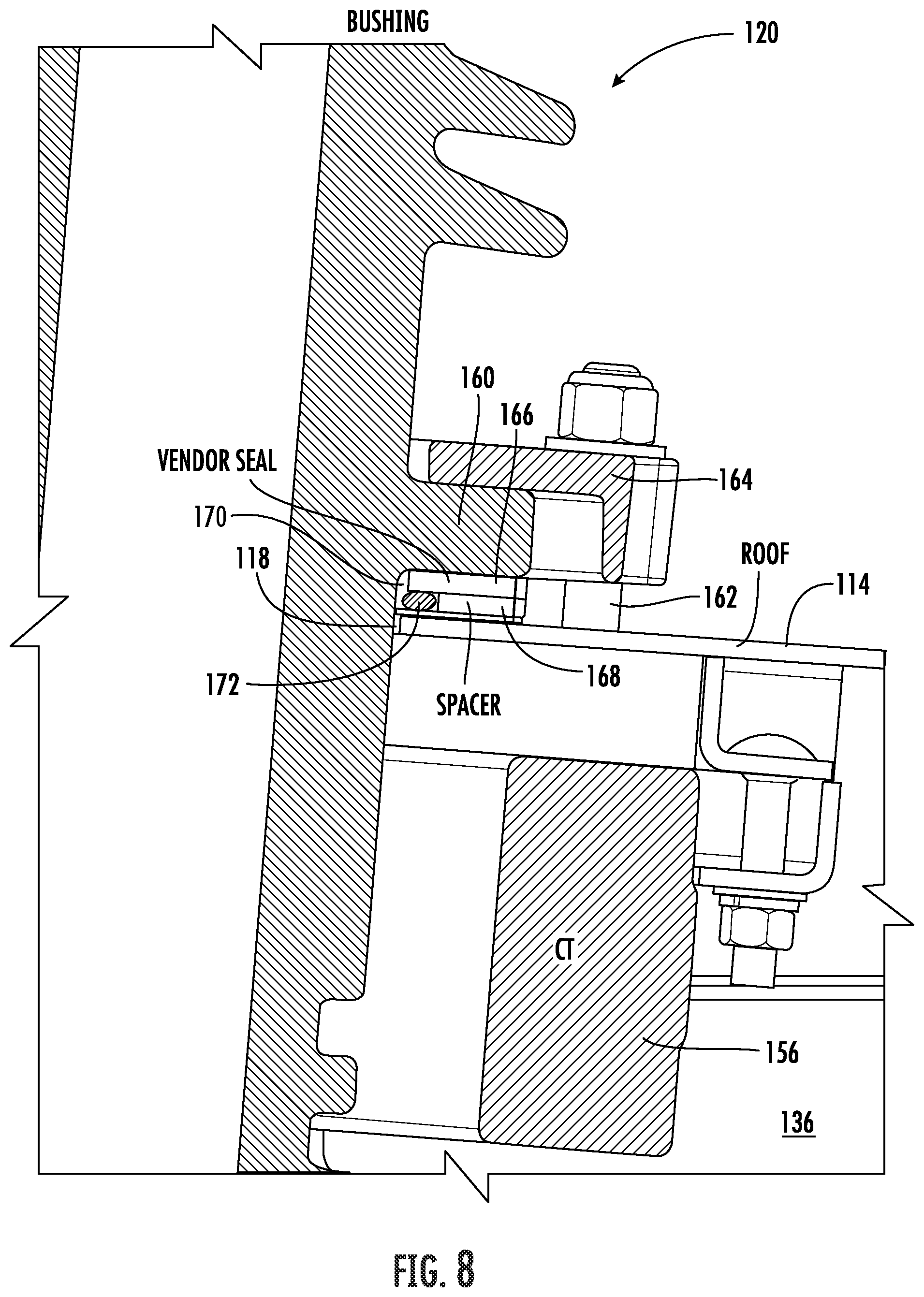 Patent US12100939 Figure 8 – Circuit breaker with terminal bushings having dynamic seal