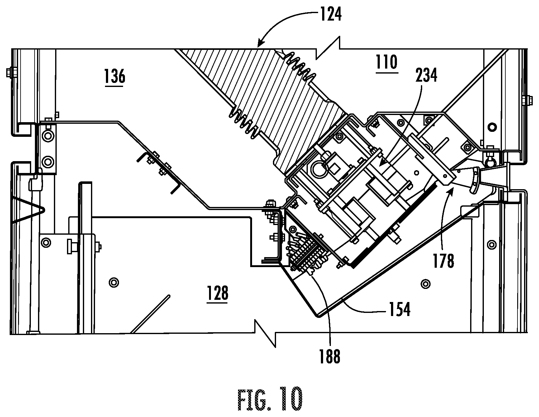 Patent US12100939 Figure 10 – Circuit breaker with terminal bushings having dynamic seal