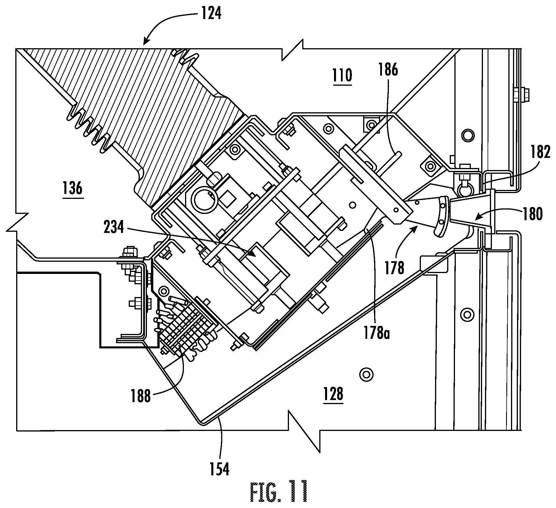 Patent US12100939 Figure 11 – Circuit breaker with terminal bushings having dynamic seal