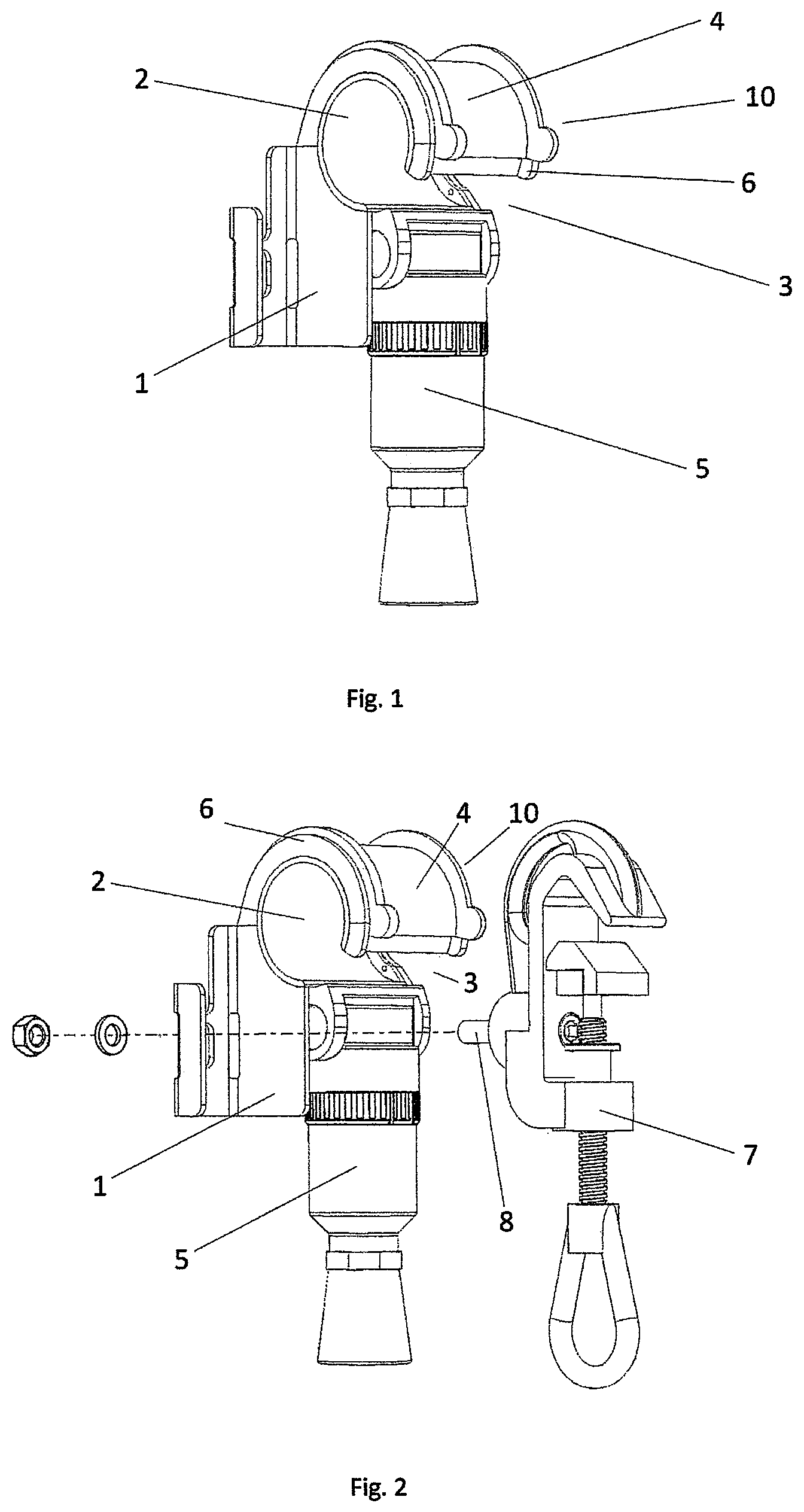 Patent US12100940 Figure 1 – Device for fixing measuring devices perpendicularly on overhead linear objects, especially on overhead power transmission lines