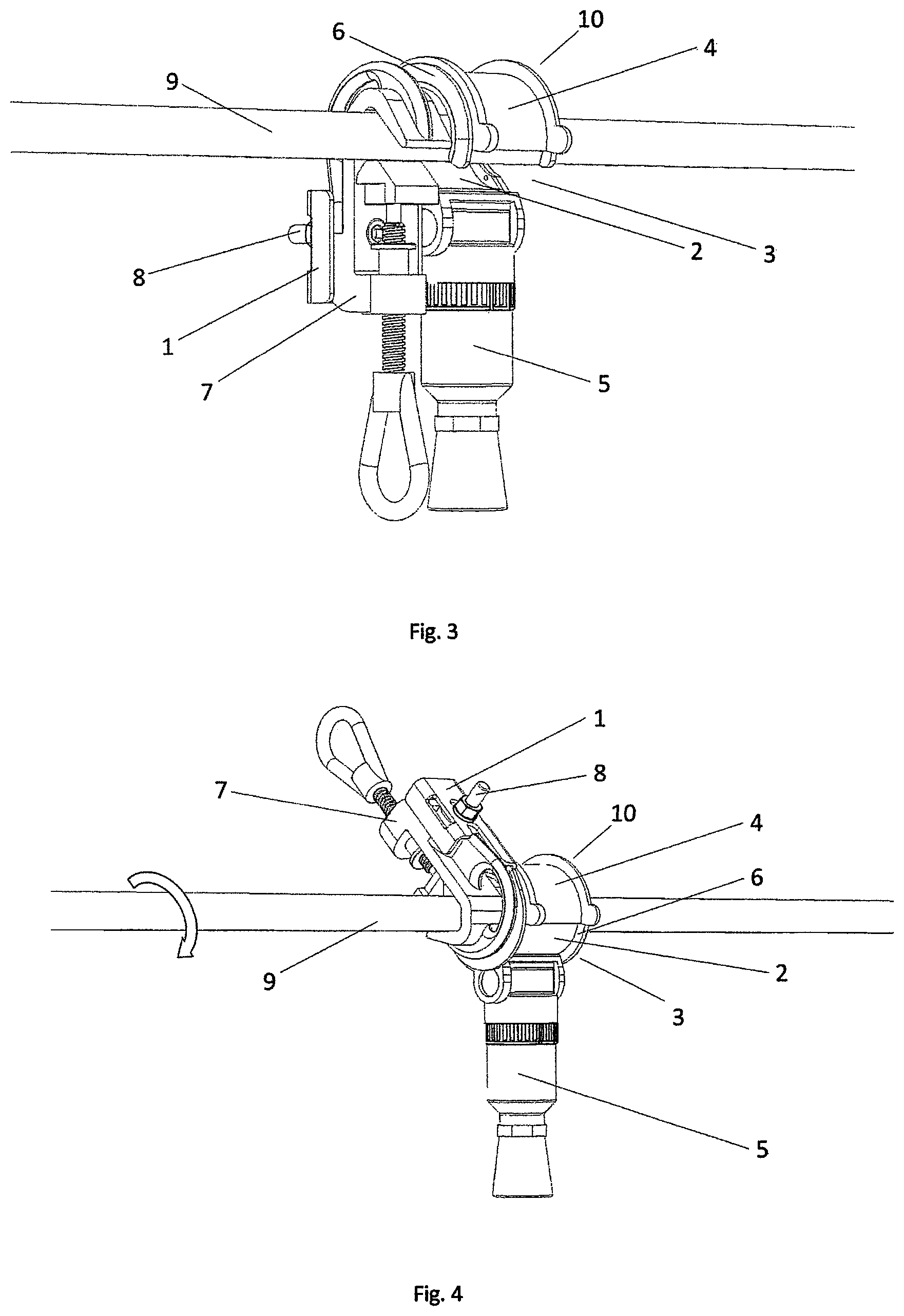 Patent US12100940 Figure 2 – Device for fixing measuring devices perpendicularly on overhead linear objects, especially on overhead power transmission lines