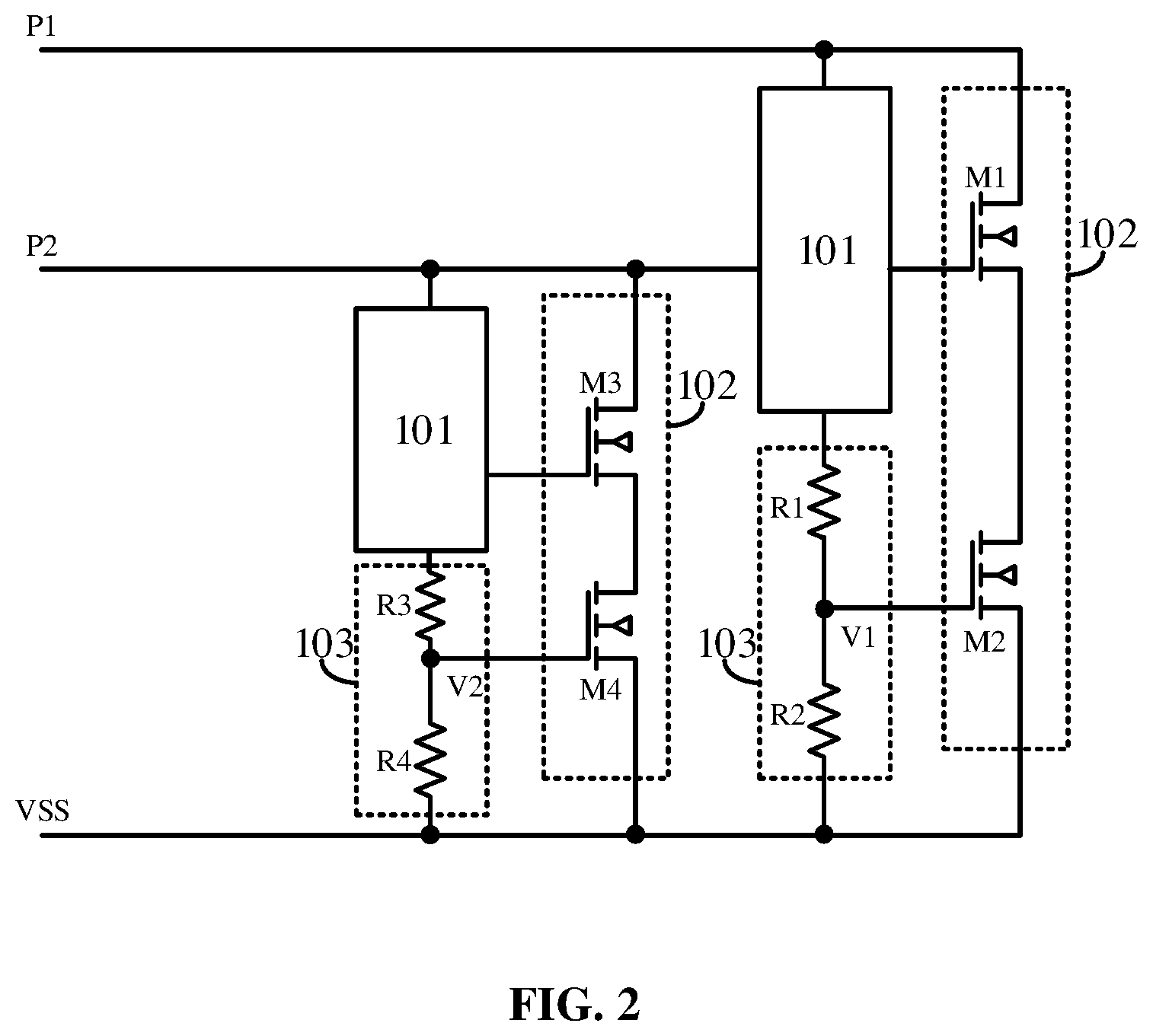Patent US12100946 Figure 2 – Electrostatic protection circuit and chip