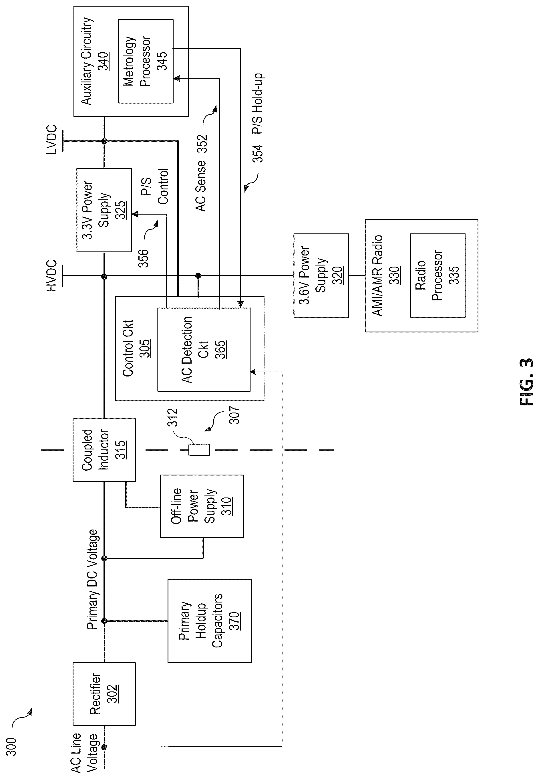 Patent US12100949 Figure 3 – Controlling operation of a secondary power supply of an electricity meter during AC power loss