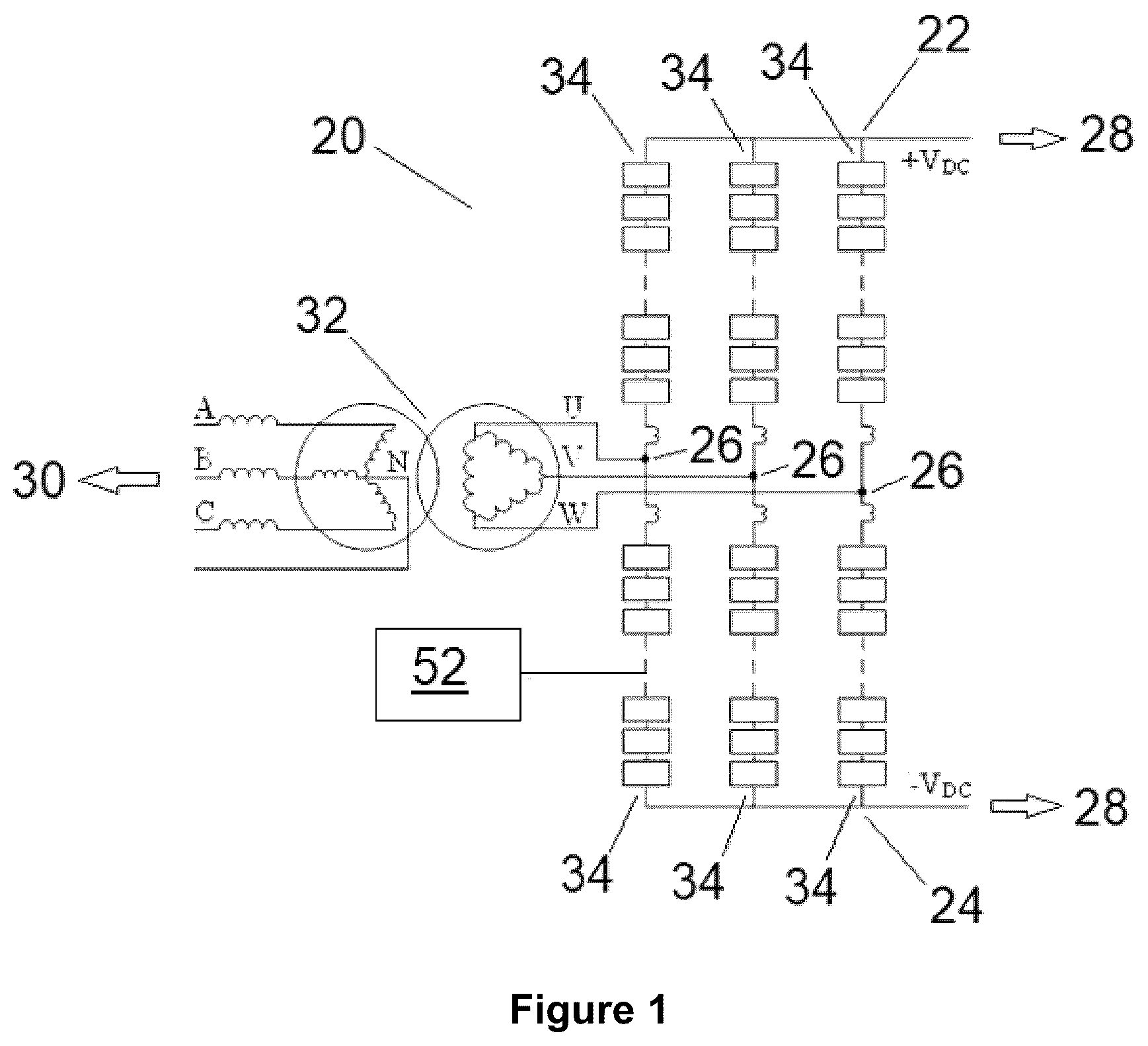 Patent US12100960 Figure 1 – Electrical assembly for power transmission and compensation