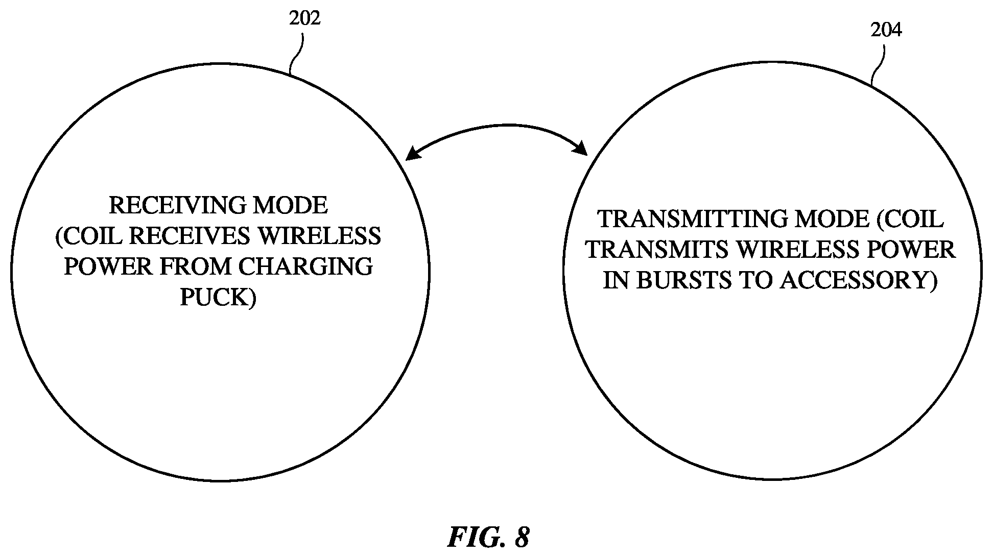 Patent US12100968 Figure 8 – Wireless power mode switching