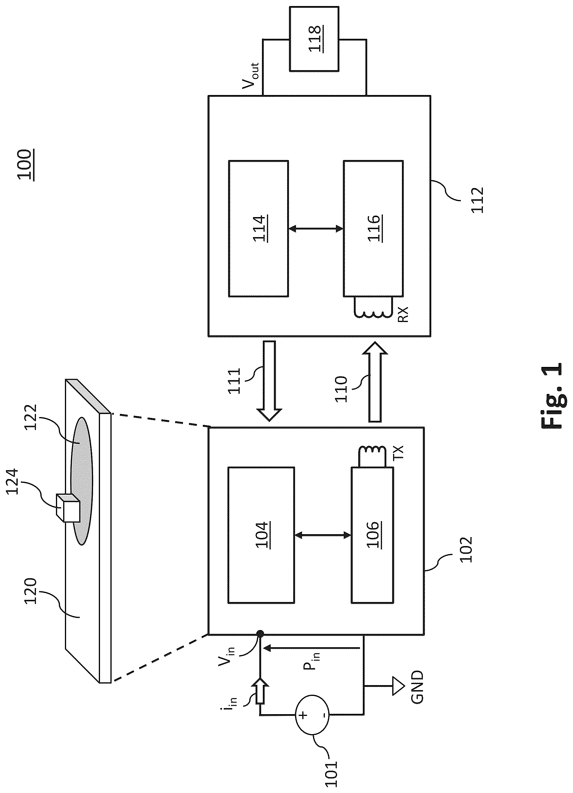 Patent US12100972 Figure 1 – Foreign object detection based on transmitter input parameter