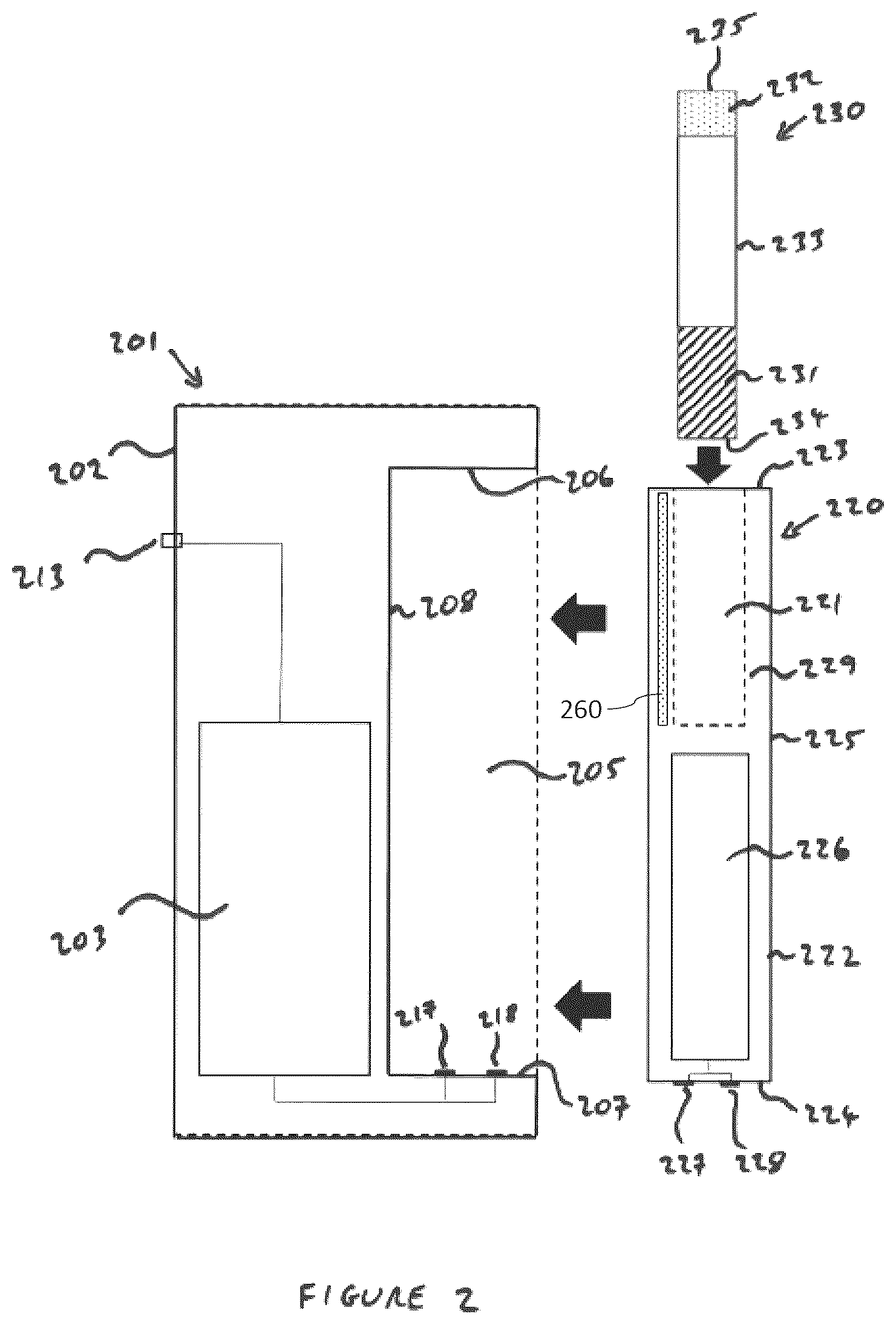 Patent US12100984 Figure 2 – Aerosol-generating system with charging device and aerosol-generating device with end contacts