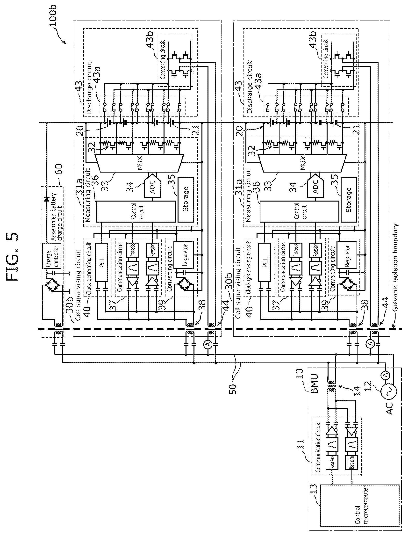 Patent US12100985 Figure 5 – Battery management system and cell supervising circuit