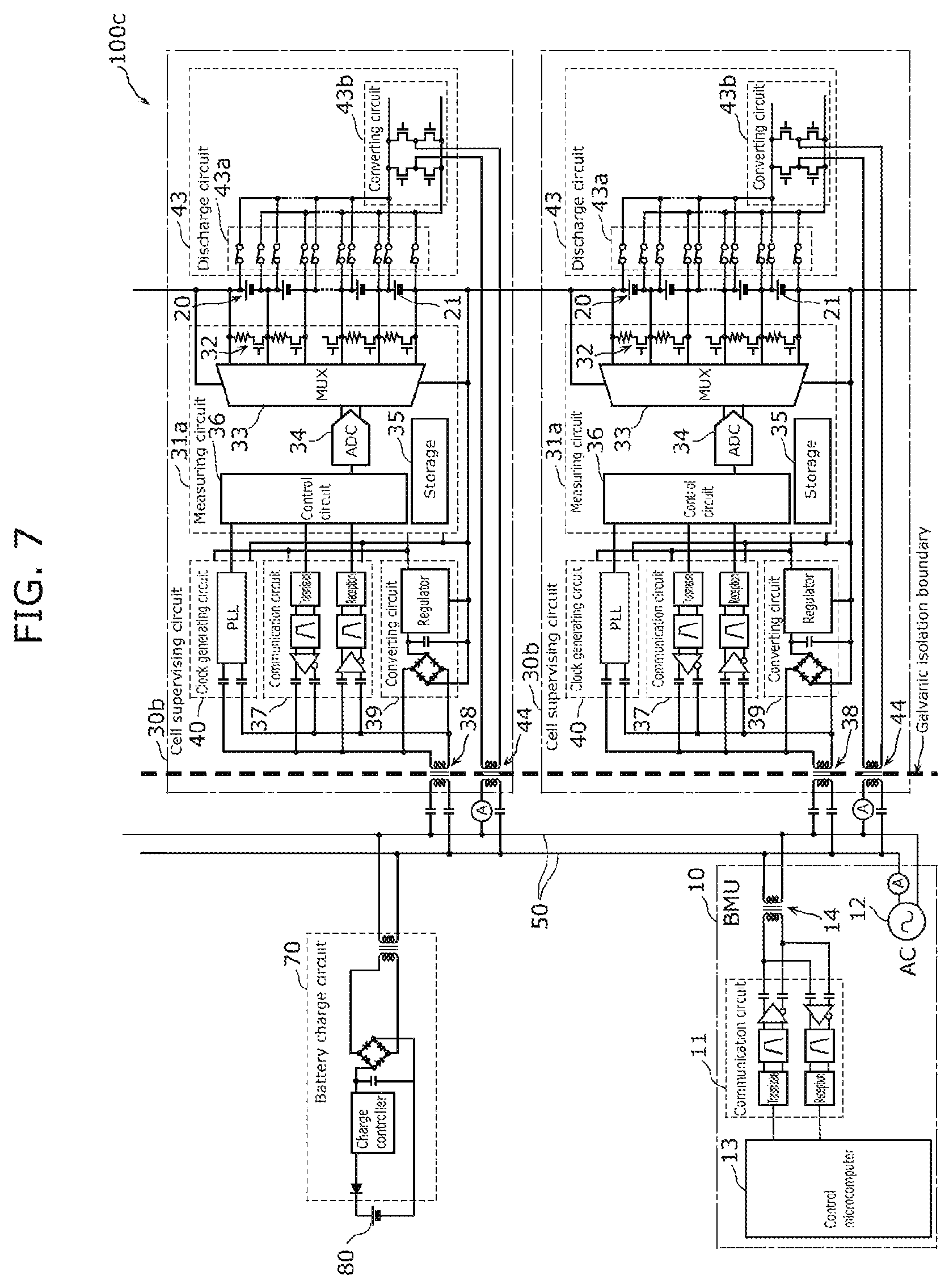 Patent US12100985 Figure 7 – Battery management system and cell supervising circuit