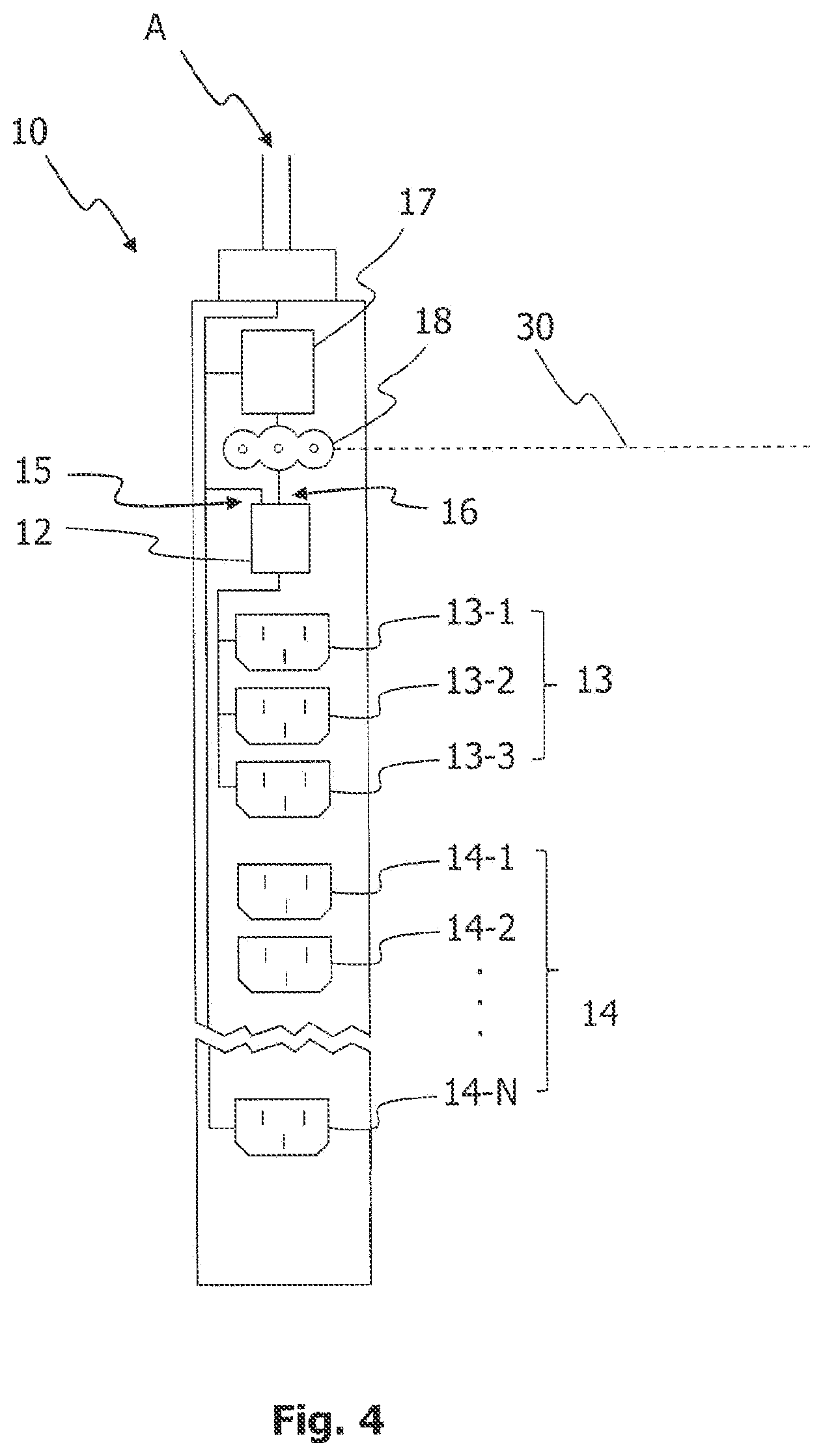 Patent US12100989 Figure 4 – Power strip with integrated automatic transfer switch