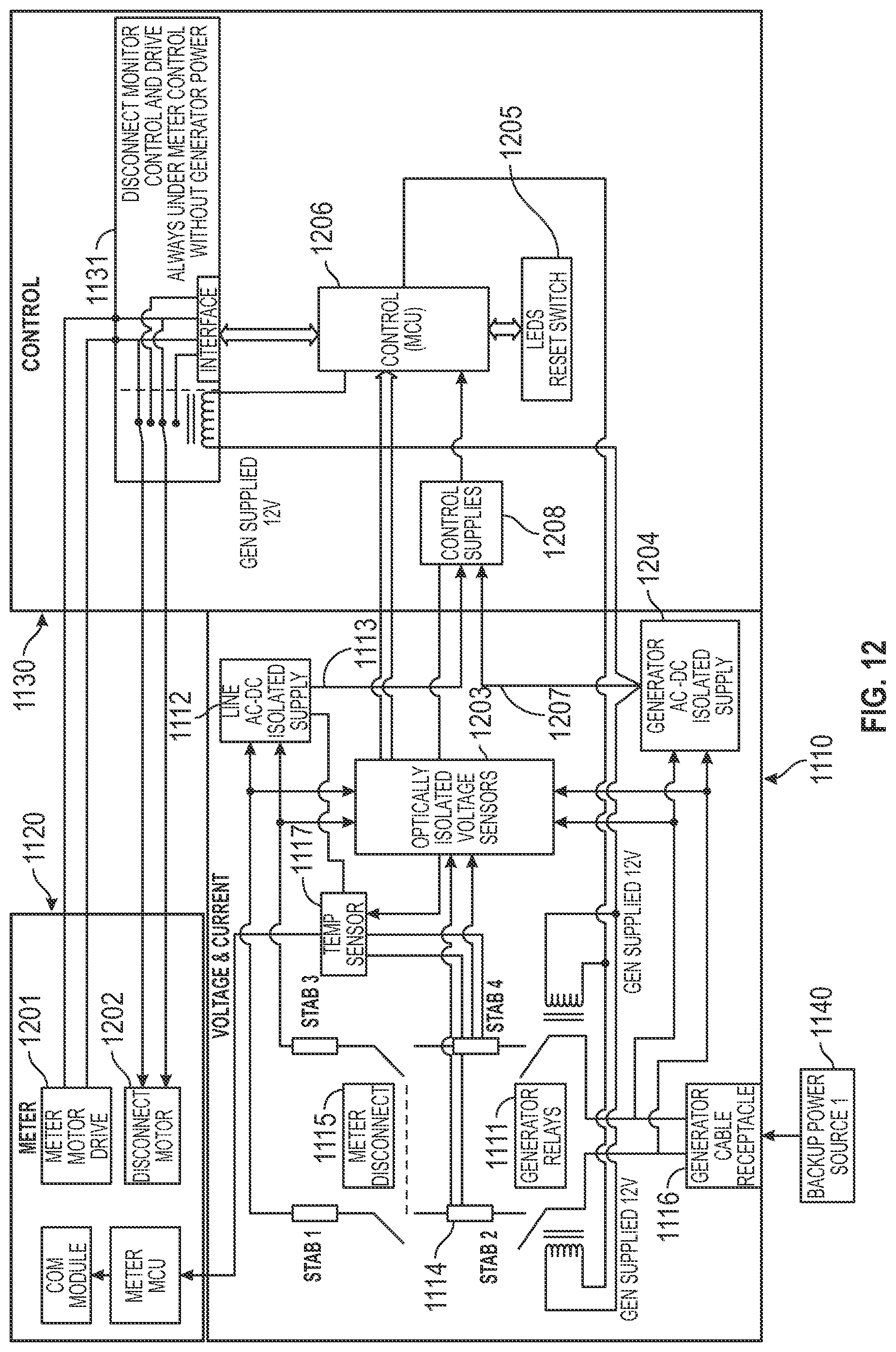 Patent US12100990 Figure 12 – Backup power transfer meter