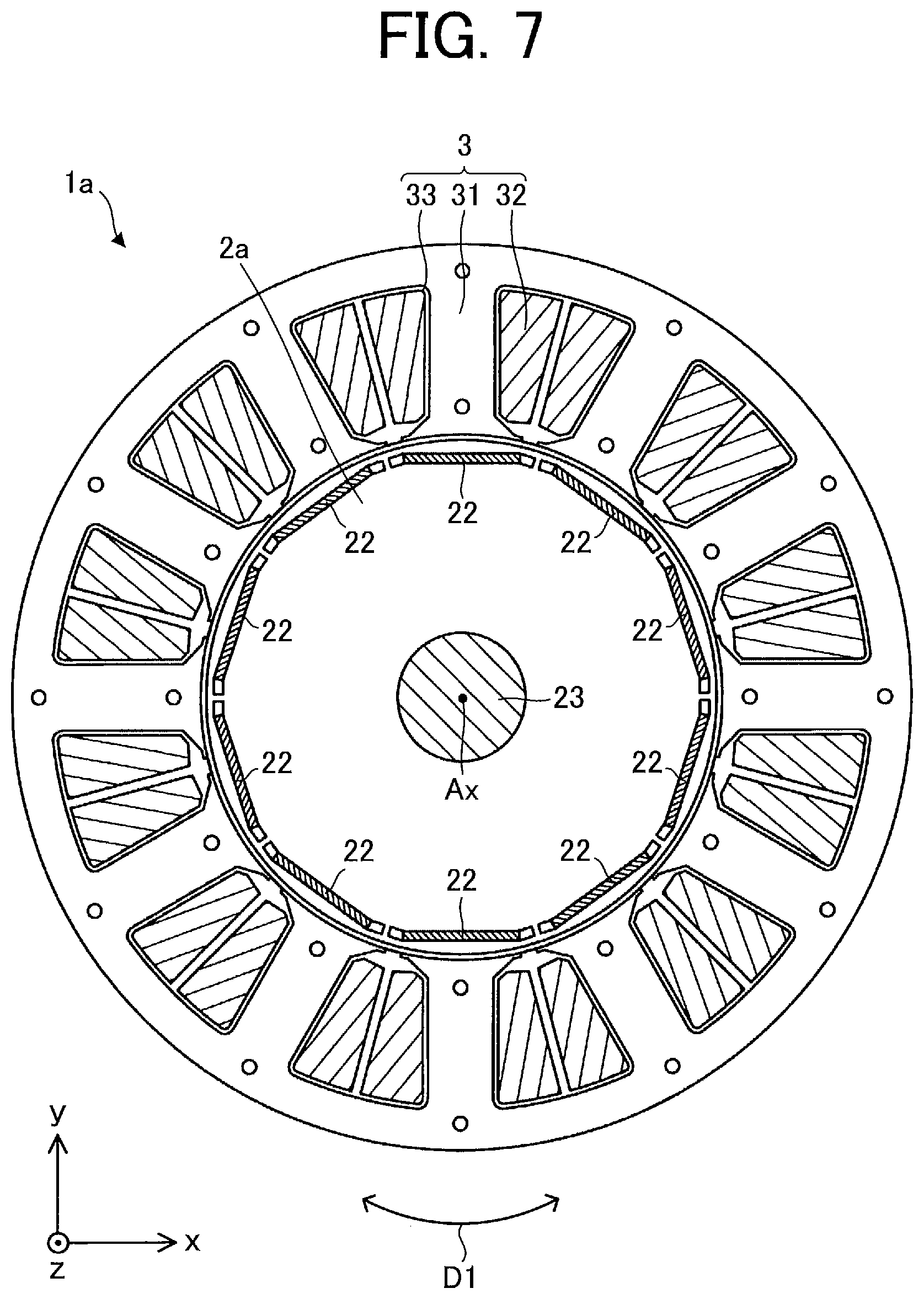 Patent US12100997 Figure 7 – Motor, fan, and air conditioner