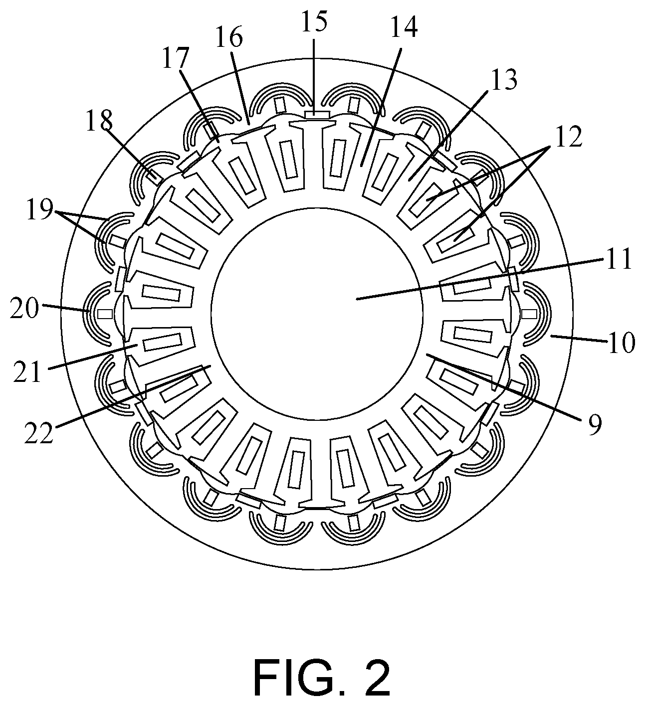 Patent US12100999 Figure 2 – Permanent-magnet fault-tolerant in-wheel motor based on active sensorless strategy and drive and design methods thereof