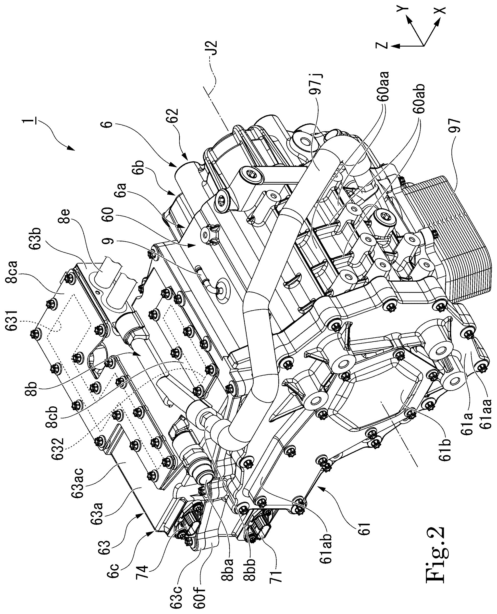 Patent US12101003 Figure 2 – Motor with inverter and bus bar arrangement