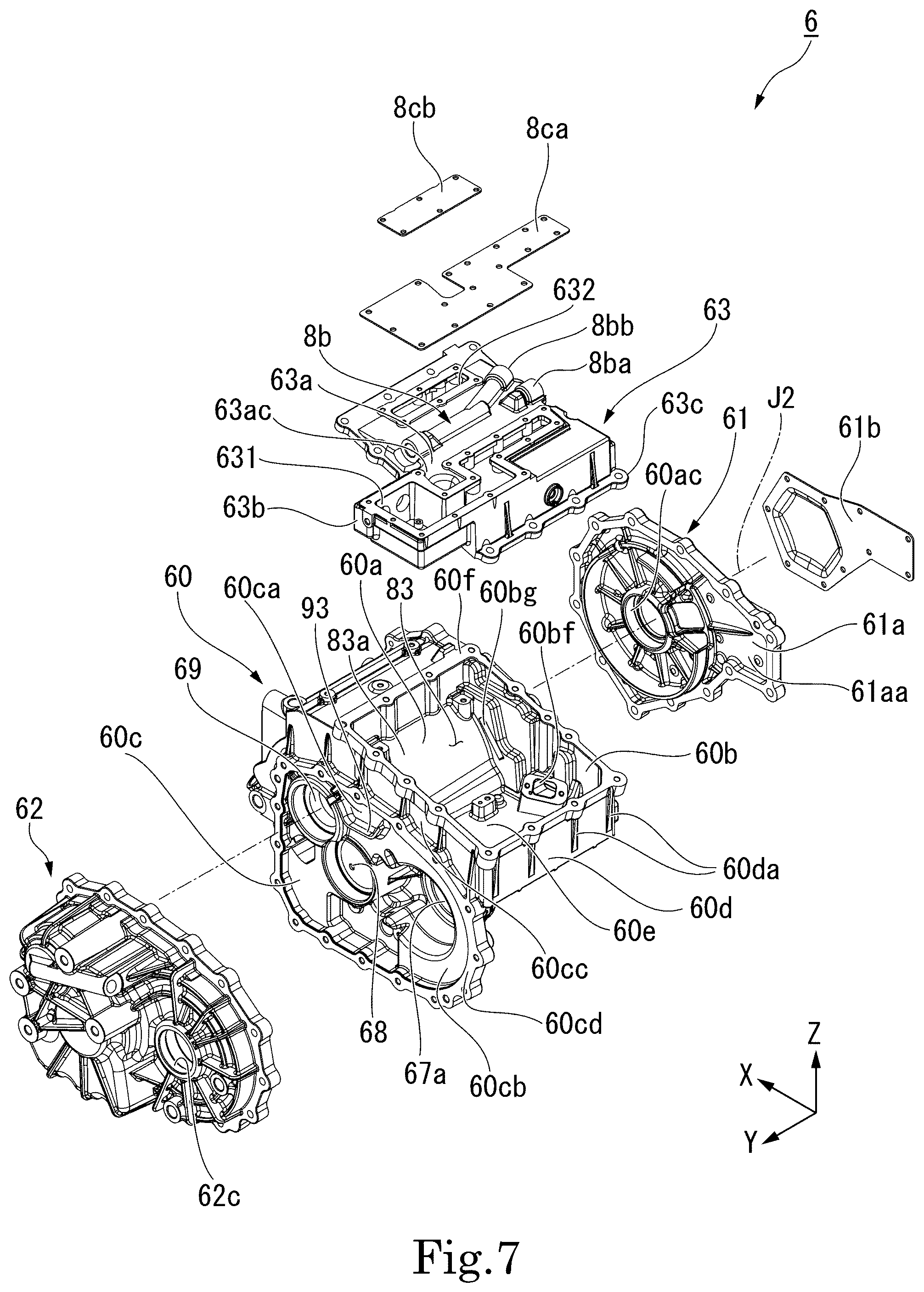 Patent US12101003 Figure 7 – Motor with inverter and bus bar arrangement
