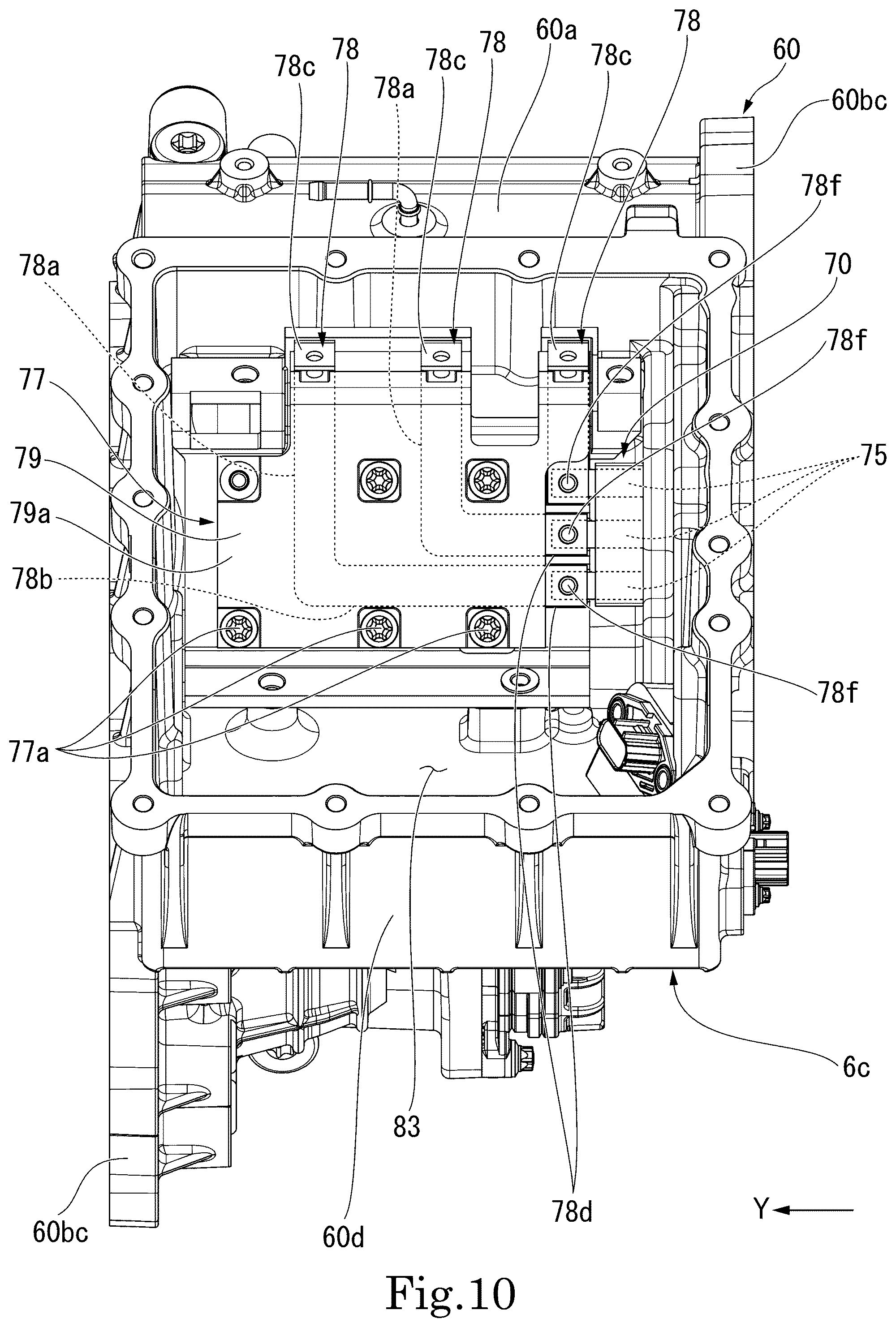 Patent US12101003 Figure 10 – Motor with inverter and bus bar arrangement