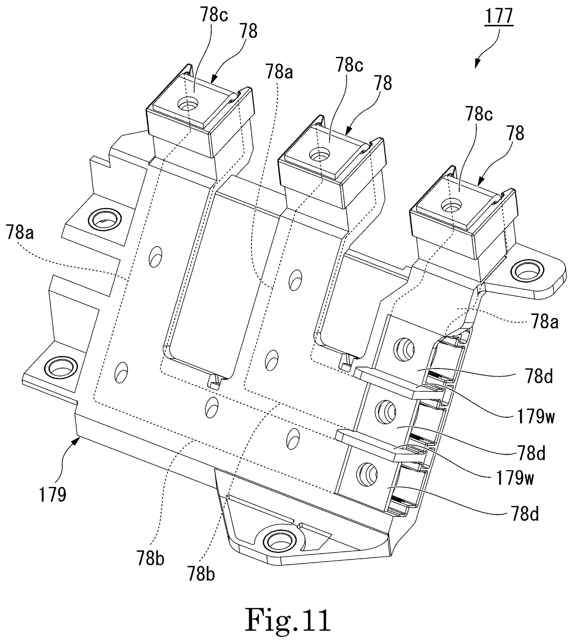 Patent US12101003 Figure 11 – Motor with inverter and bus bar arrangement