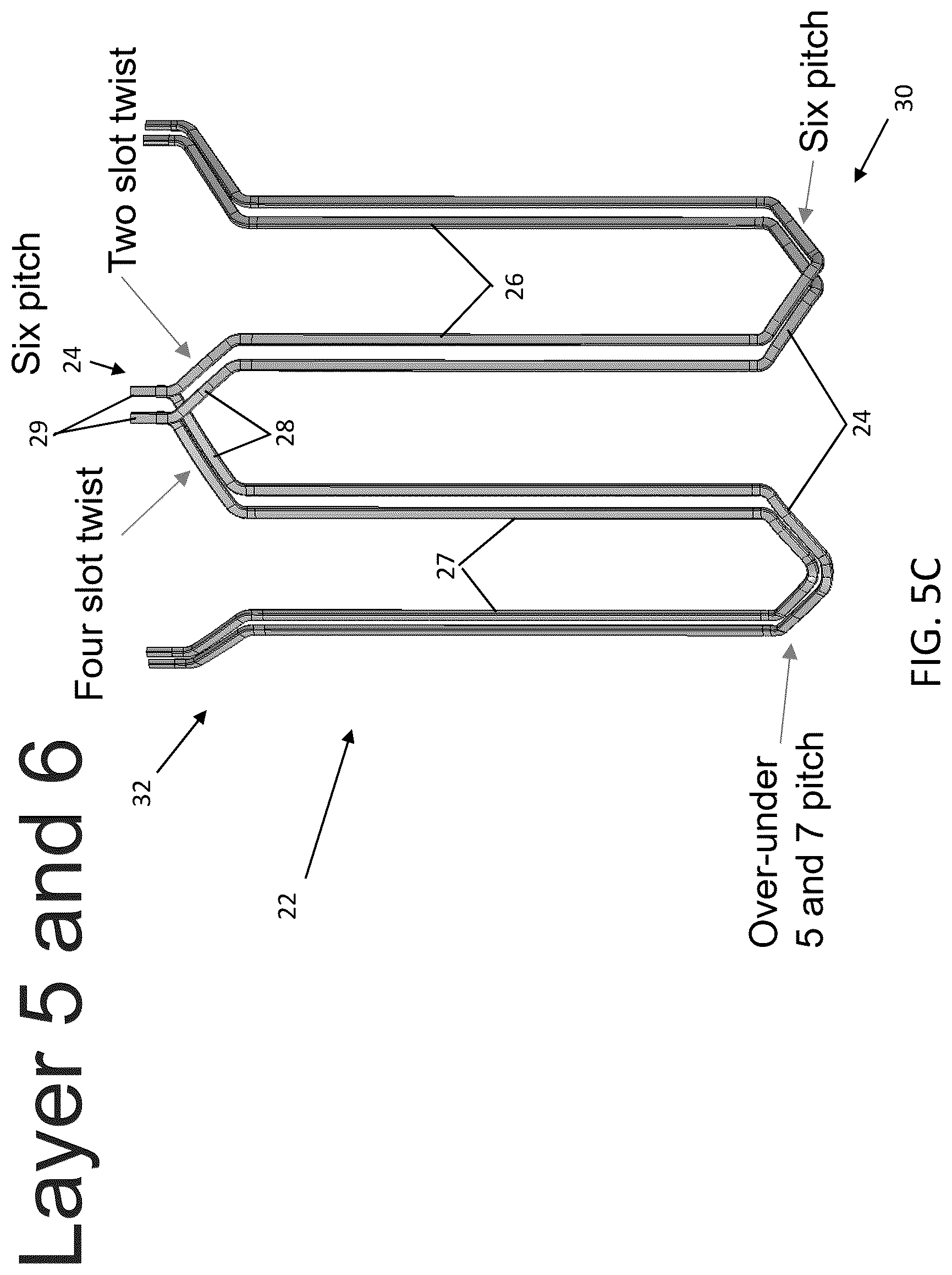 Patent US12101008 Figure 9 – Stator with different conductor twists to create phase shifting