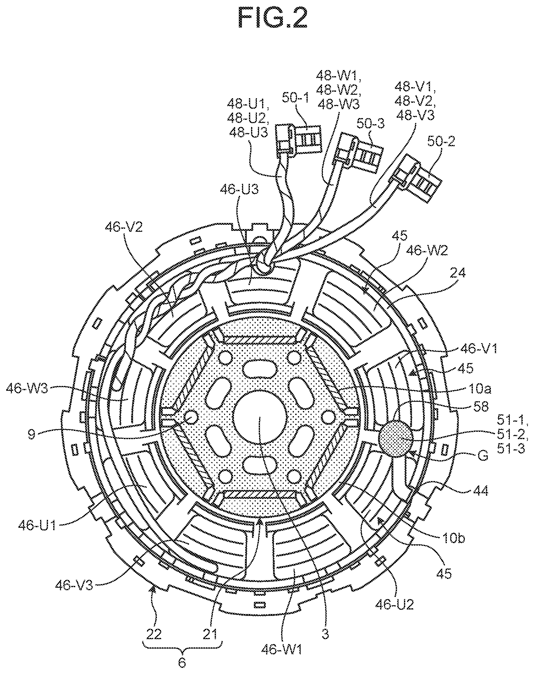 Patent US12101009 Figure 2 – Motor and compressor