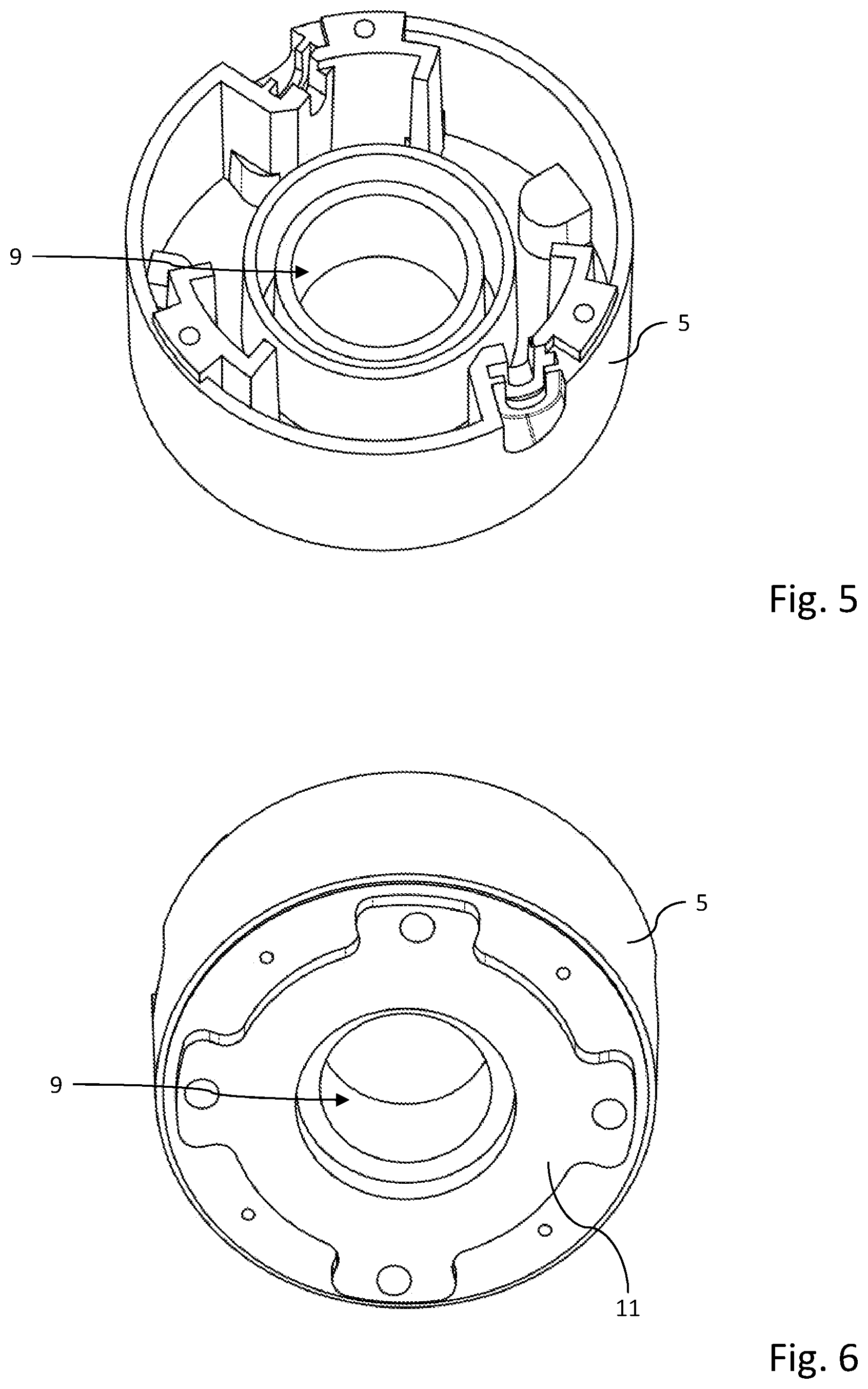 Patent US12101012 Figure 3 – Actuator with pot shaped housing parts connected with holding bracket having round nut and tensioning screw