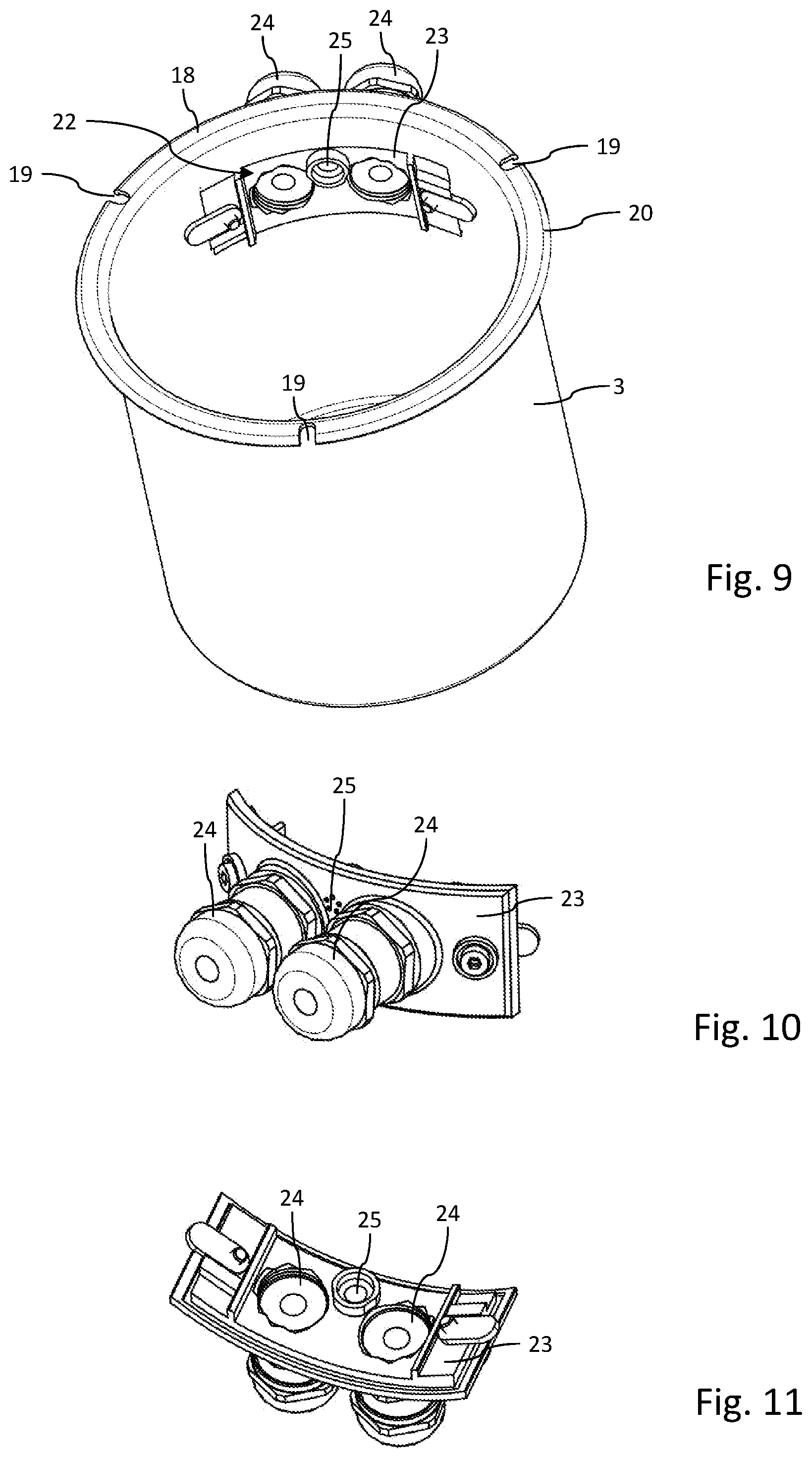 Patent US12101012 Figure 5 – Actuator with pot shaped housing parts connected with holding bracket having round nut and tensioning screw