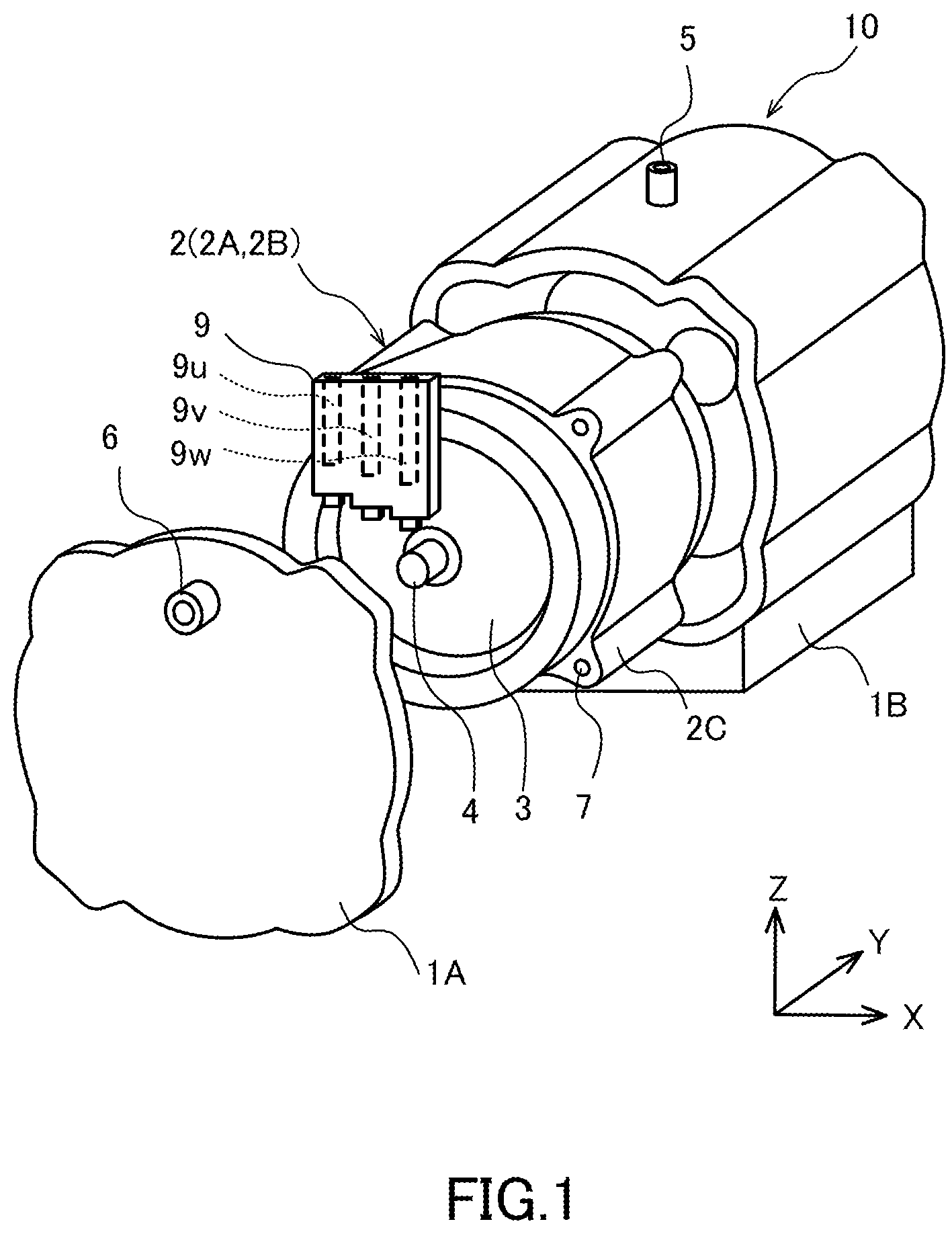 Patent US12101016 Figure 1 – Electric motor unit