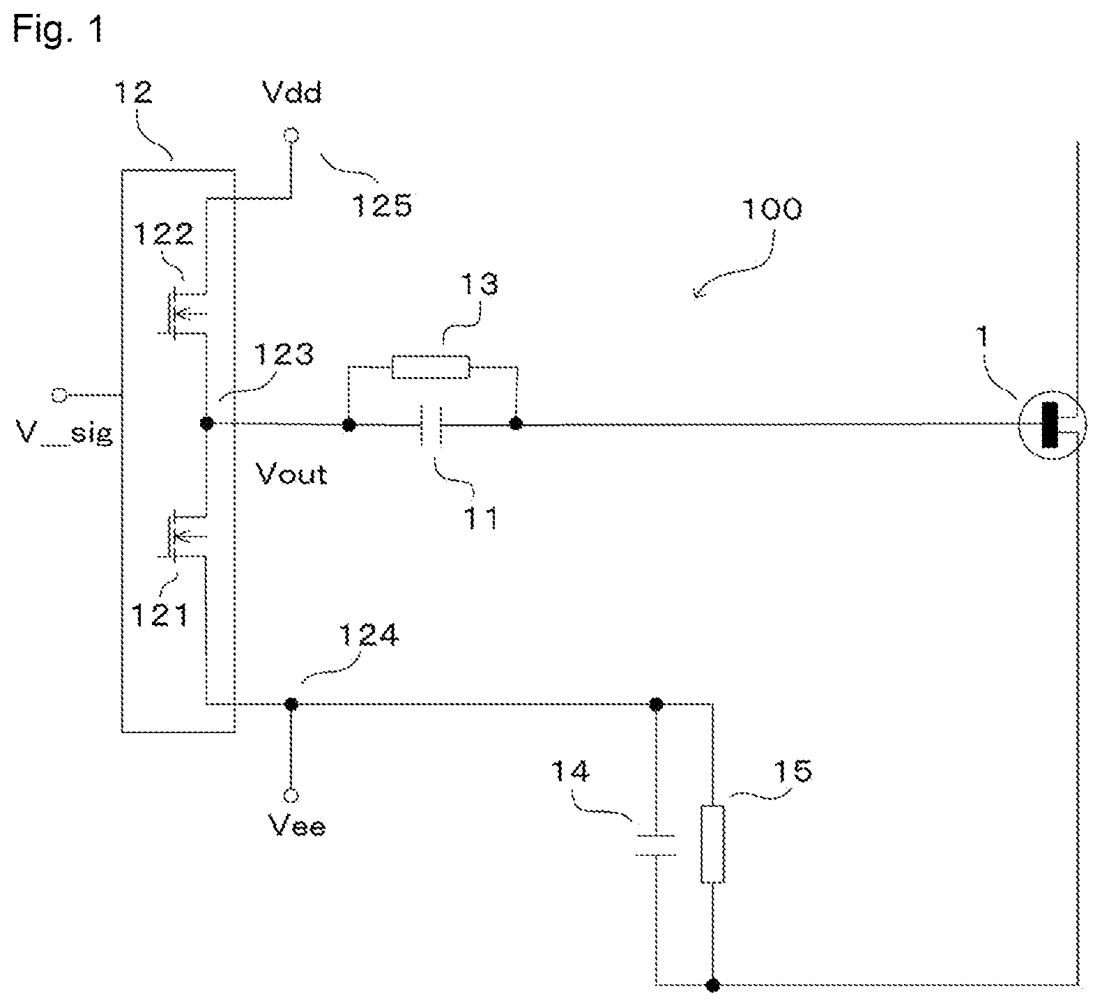 Patent US12101018 Figure 1 – Driving circuit for switching element and switching circuit
